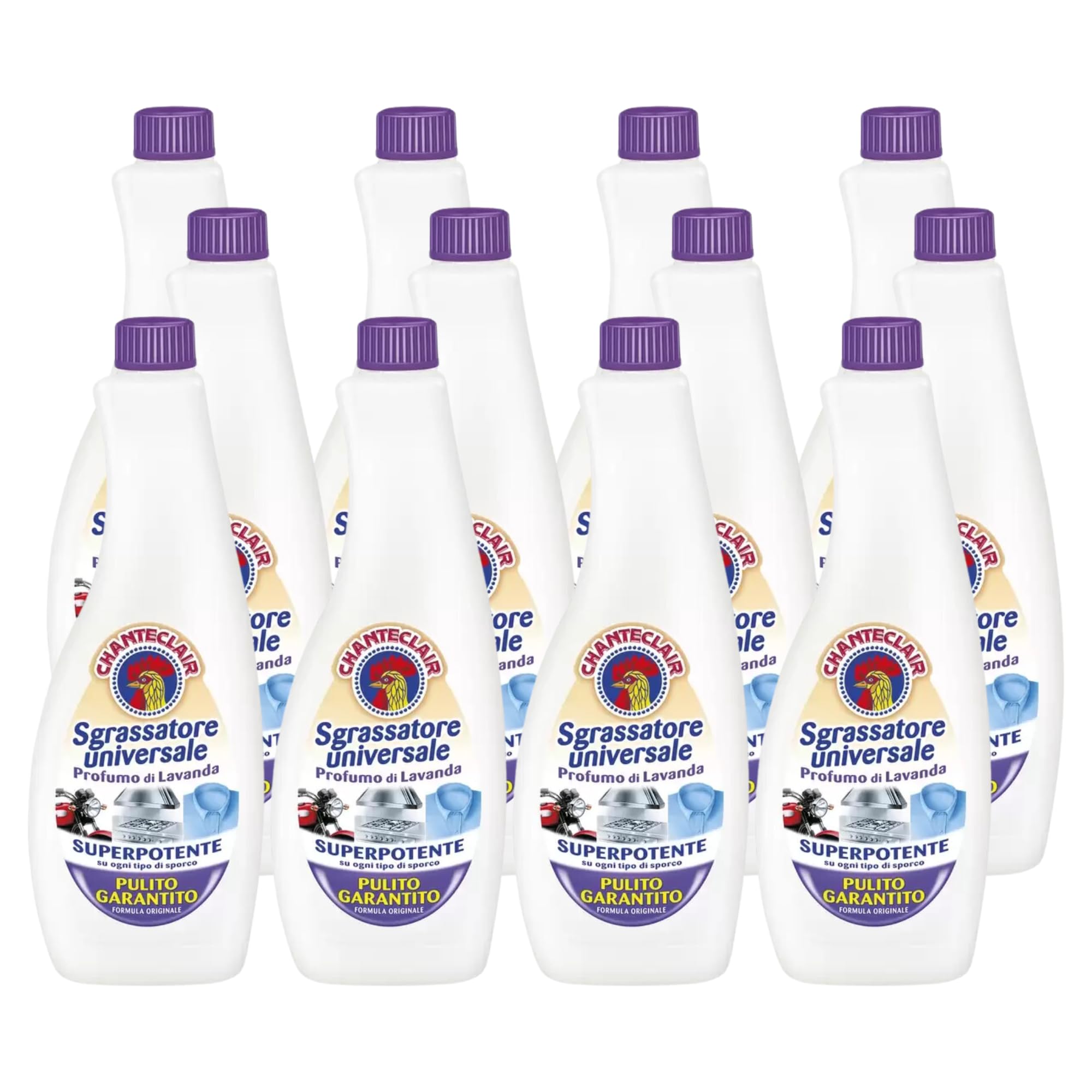 Sgrassatore Universale al Profumo di Lavanda, Superpotente su Ogni Tipo di Sporco, Pulito Garantito, Formula Originale, Formato Riarica da 700ml (12 Flaconi)