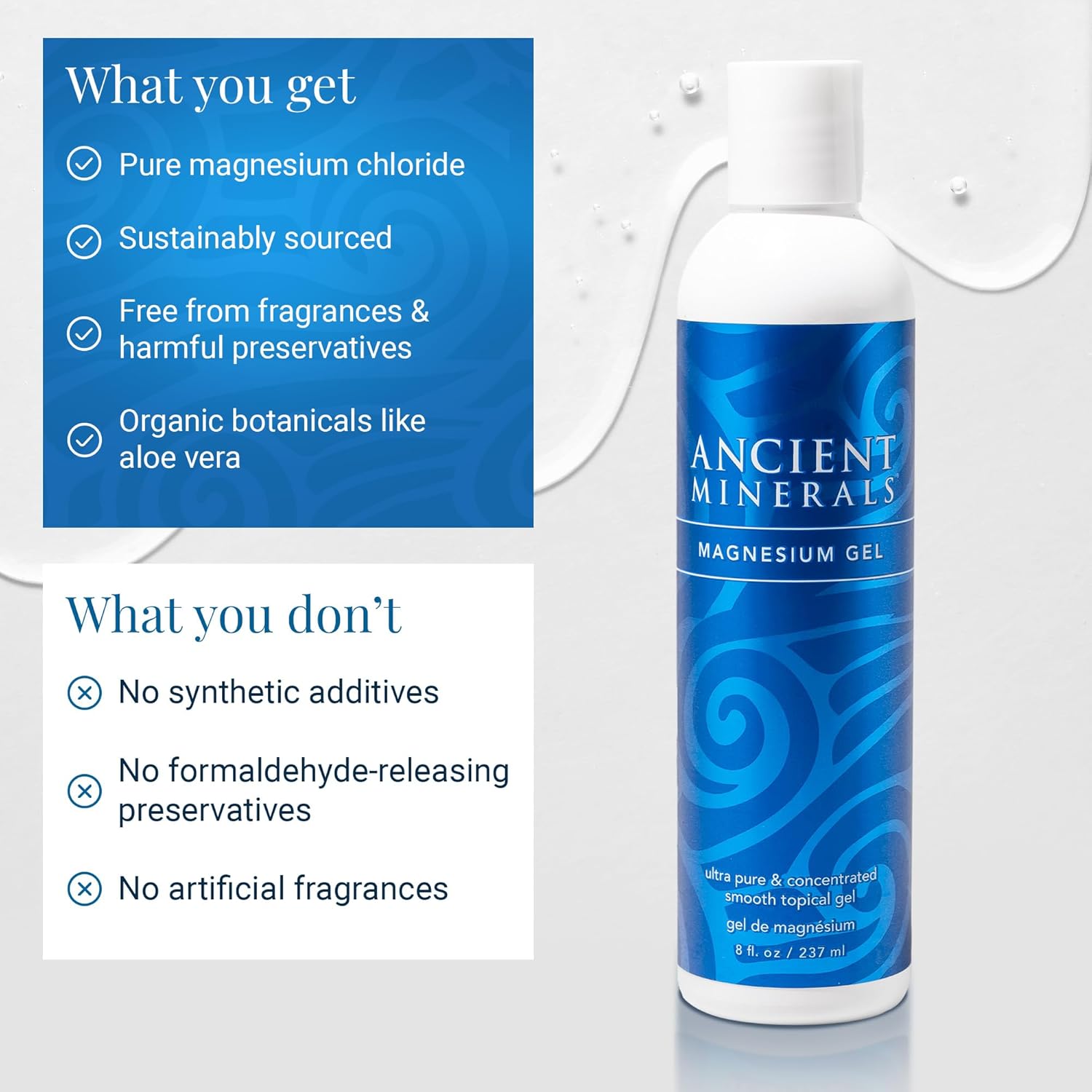 Ancient Minerals Magnesium Gel - 8oz Bottle - Pure Genuine Zechstein Magnesium Chloride - Best for Massage, Topical Skin Application - Image 6