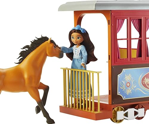 Miniatura 4 de Mattel Spirit Untamed Luckys Train Home juego de tren con ruedas rodantes balcón accesorios de comedor muñeca de la suerte 7 pulgadas Spirit