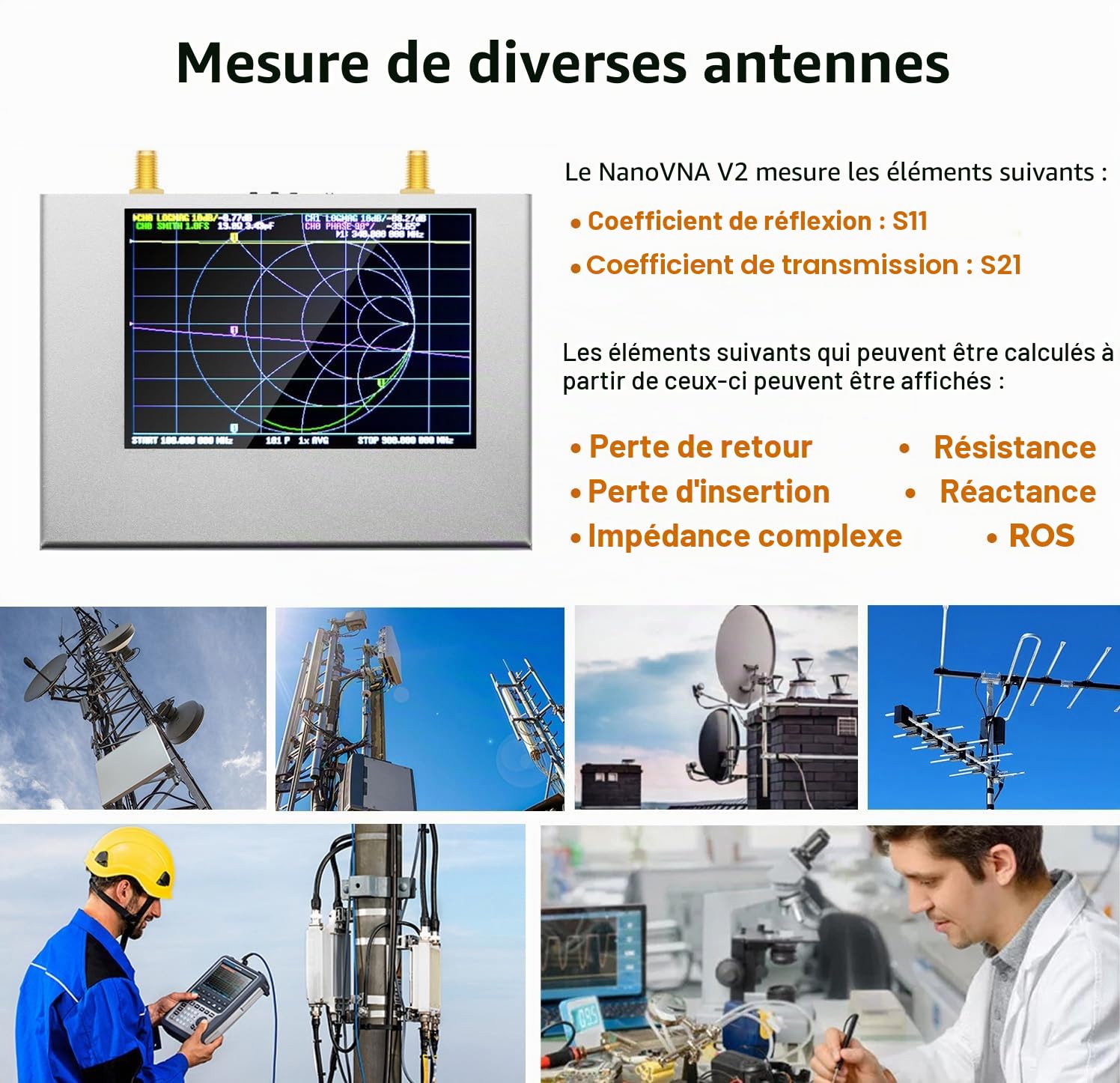 Amélioré NanoVNA V2 PLUS4 Analyseur de réseau vectoriel 50kHz-4GHz, AURSINC Analyseur d’antenne 4'' HF VHF UHF Mesure des paramètres S, Mesure des paramètres S, Rapport d’Onde Stationnaire de Tension