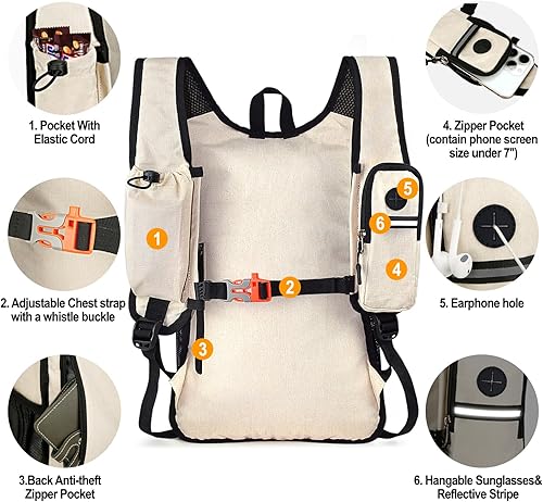 Miniatura 3 de Seektop Mochila de senderismo pequeña de 15 litros para mujeres y hombres, mochila ligera con bolsillo para teléfono para viajes y campamento