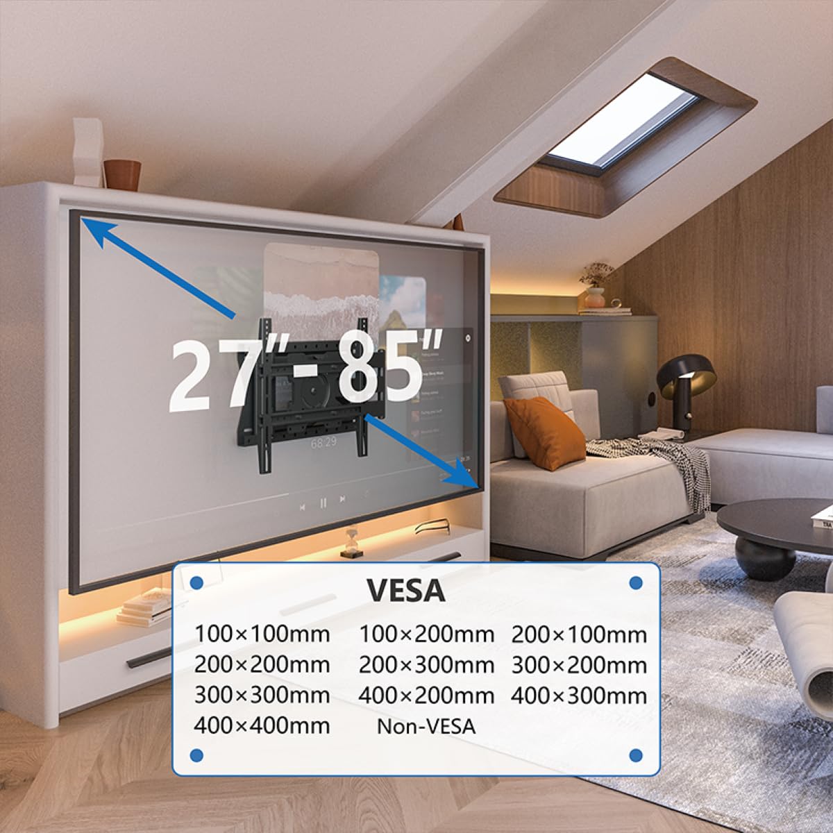 DQ Hercules Flex 80 cm uchwyt ścienny do telewizora, ramię przegubowe, długość do 80 cm, przedłużenie, wychylenie, przechylanie, obracanie, obrót, TV ok. 27-75 cali do 60 kg, do VESA 400 x 400 mm