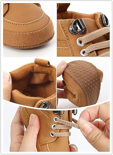 Miniatura 7 de Tenis de tobillo alto unisex para bebés, niños y niñas, suela de goma suave, zapatos de cuna para niños pequeños