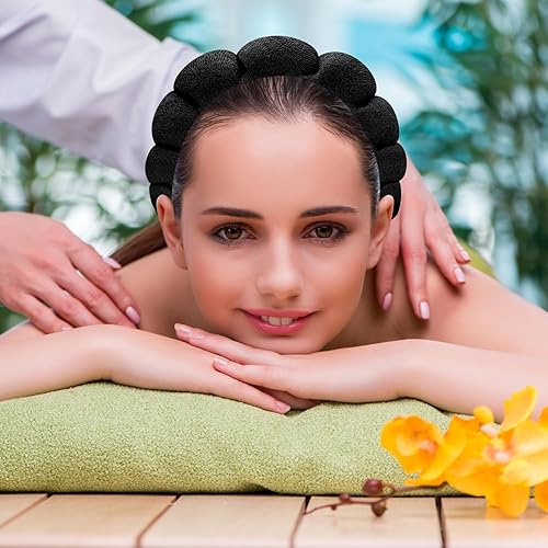 Miniatura 8 de Diadema de spa para lavar la cara con pulsera, diademas de esponja de maquillaje para mujeres, diadema de burbujas para el cuidado de la piel para
