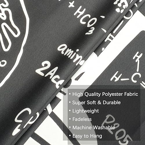 Miniatura 5 de PAOPOED Tapiz de ciencia, temática educativa, decoración de fondo de laboratorio para estudiantes, fórmulas matemáticas, mantel para colgar en la