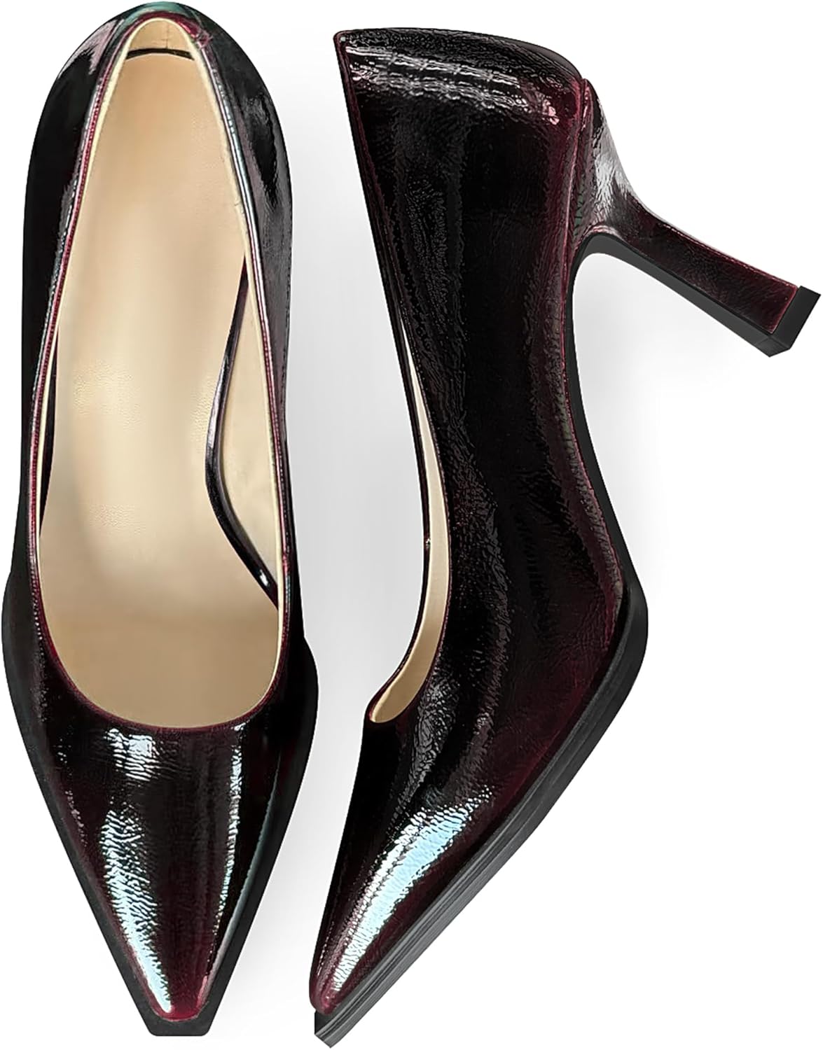 XINIUNIU High Heels for Women Pumps Gradient Patent Stiletto Kitten Heeled 3.25 Inches Closed Pointed Toe Ombre Formal Sexy Fashion Dress Wedding Shoes