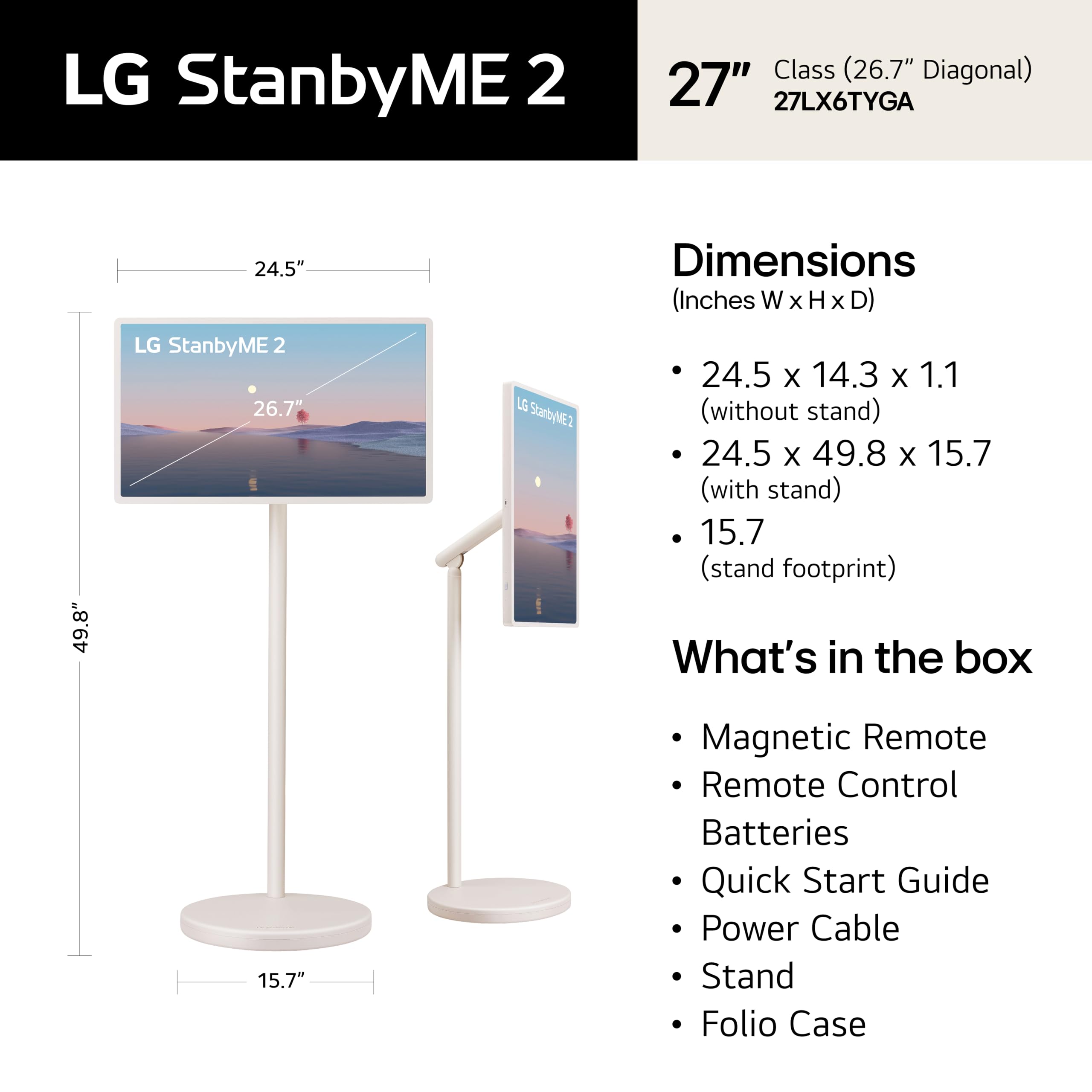 Amazon.com: LG 27-Inch StanbyME 2 with Folio Cover, Portable Touch