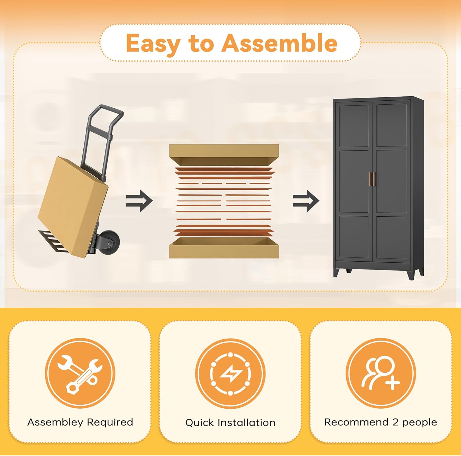 INTERGREAT Metal Armoire Wardrobe Closet, Storage Cabinet with Hanging Rod, 71" H Wardrobe Closet with Doors, Metal Storage Cabinets for Bedroom/Office/Garage (Black)