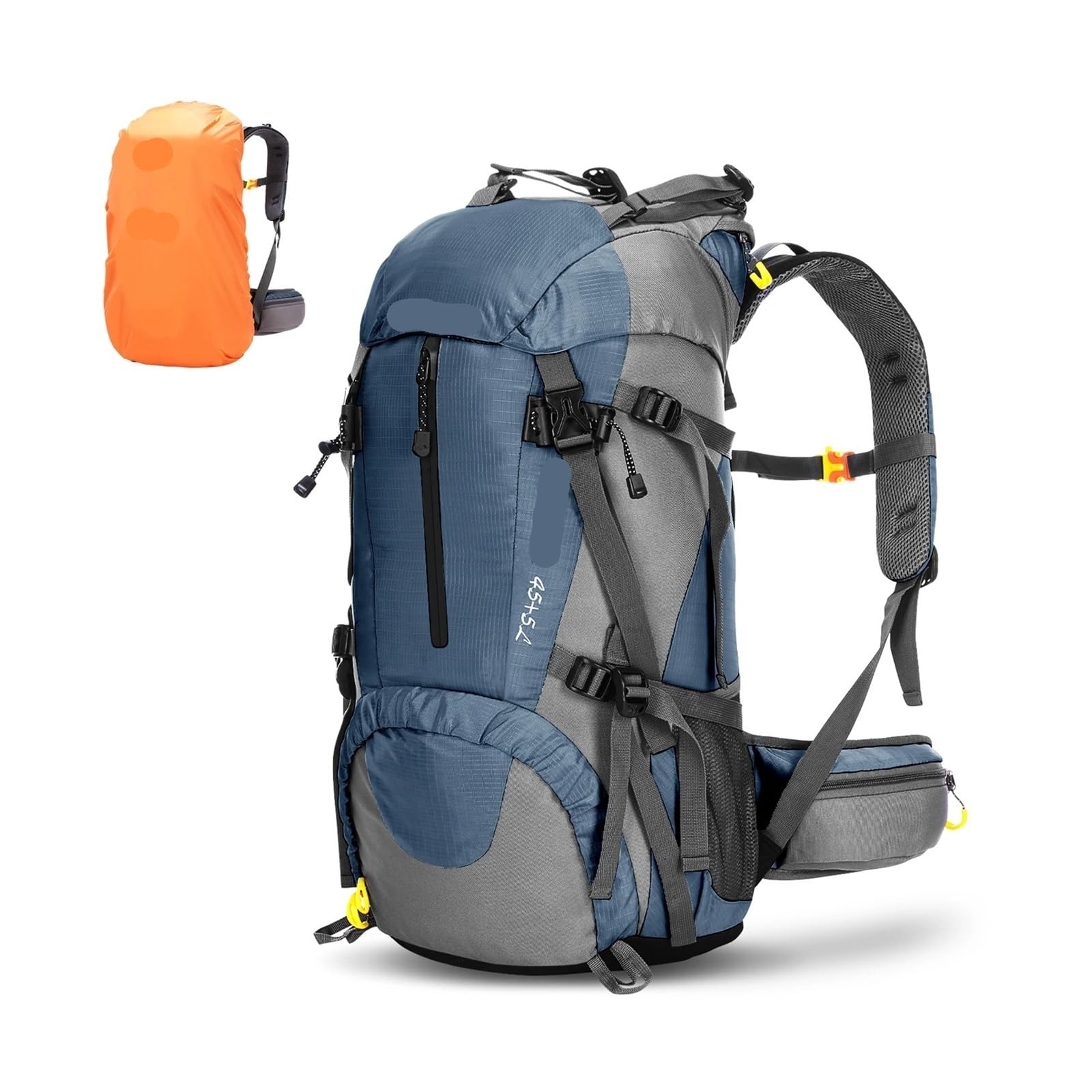 Generisch 50L Wanderrucksack, wasserabweisend, Outdoor-Sport-Rucksack, Camping-Reiserucksack, Kletter-Trekking-Tasche mit Regenschutz(Silver)