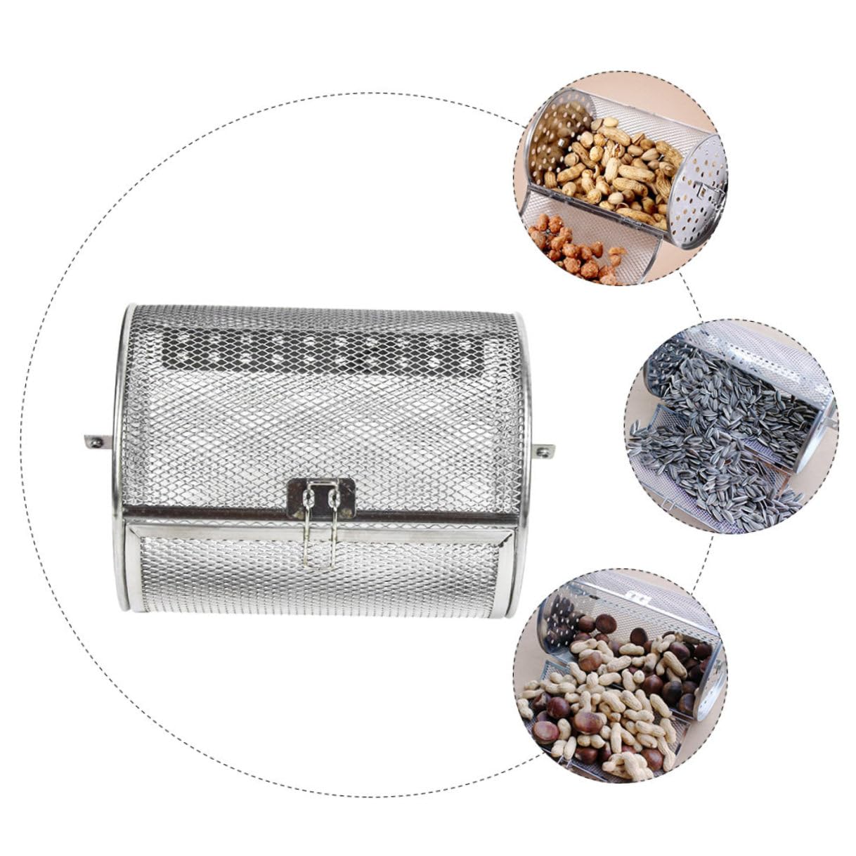 SHINEOFI Gabbia Grigliare in Acciaio Inossidabile Antiruggine con Rotazione per Barbecue e Forno Cestino Multiuso per Verdure e Carne Cottura Uniforme su Bbq