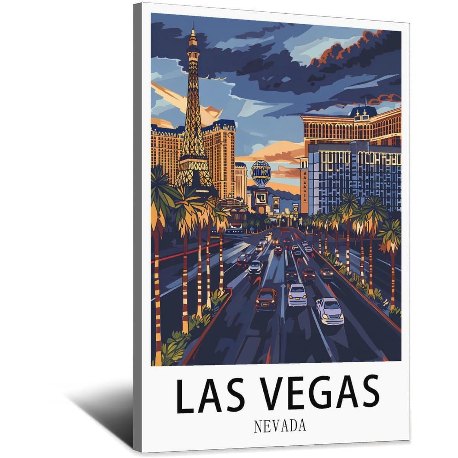 SLJGINEU Las Vegas Nevada Vintage Travel Posters Building 16x24inch(40x60cm) Canvas Wall Art Print Modern Painting Poster for Living Room Decor