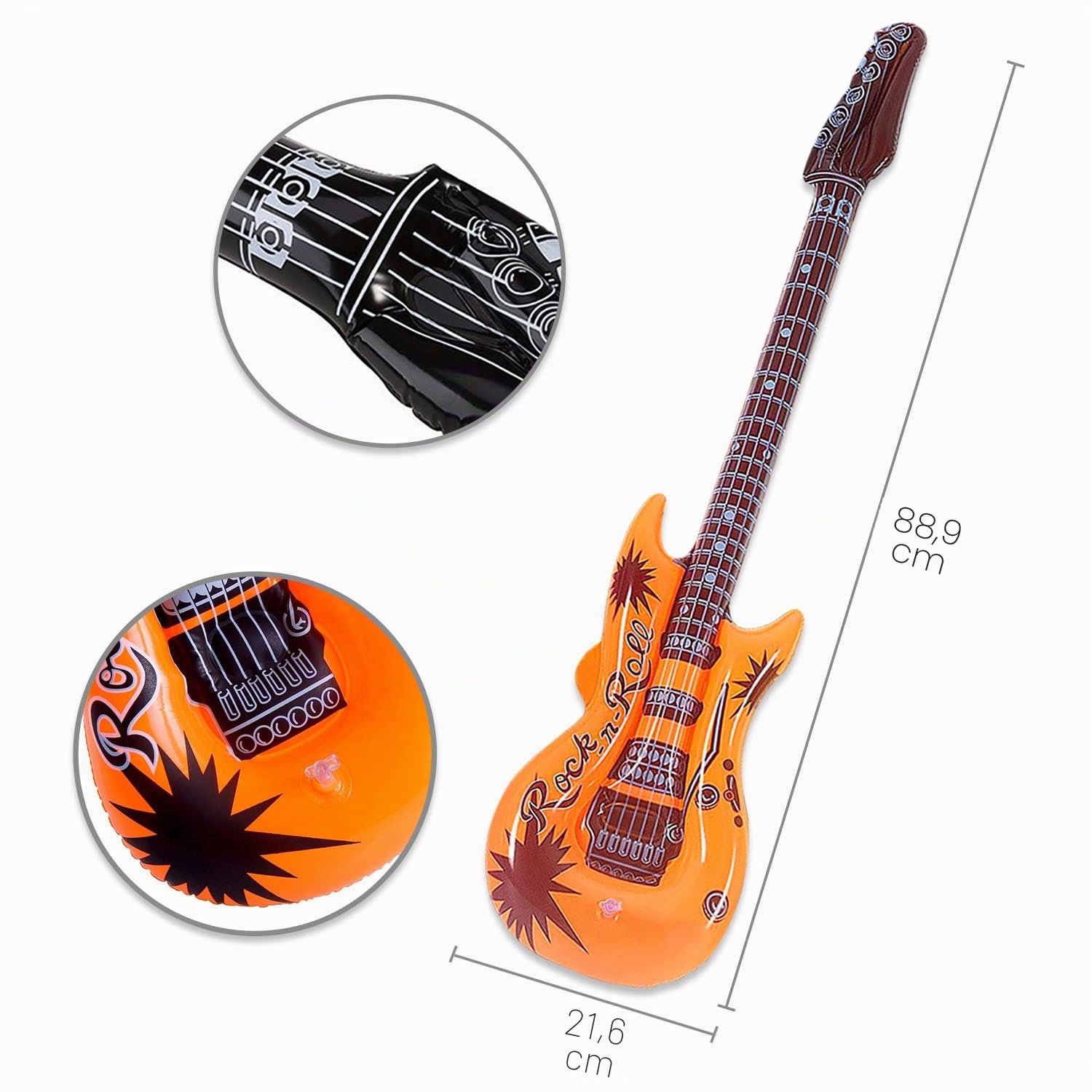 Novelty Place Juego de Guitarra Inflable Estrella de Rock de 89 centímetros para Accesorios de Fiestas Infantiles, Juguetes Inflables (Paquete de 12)