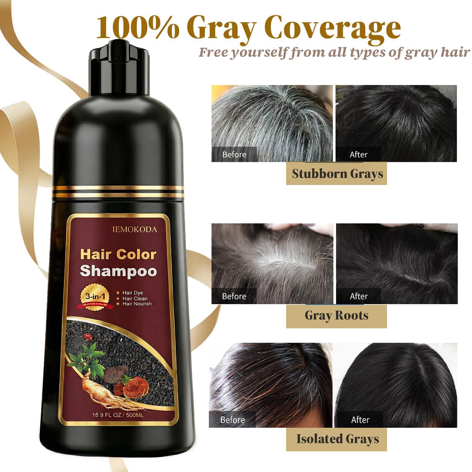 3-in-1 Hair Dye Shampoo for Gray Hair