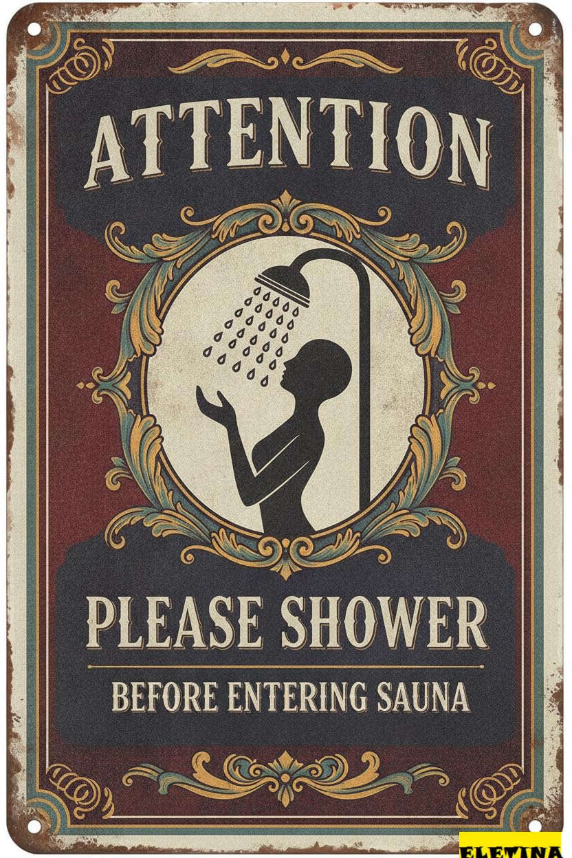 Please Shower Before Entering Sauna Pool Rules Warning Metal Security Sign Home Business Garden Office 8x12in
