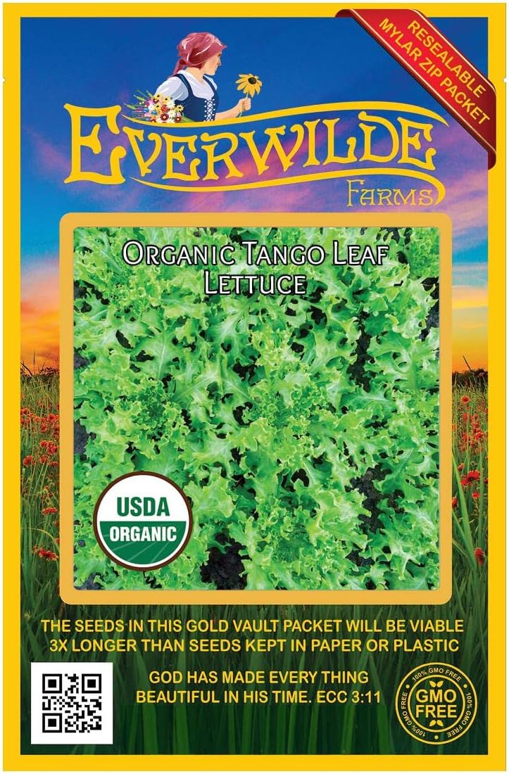 Everwilde Farms - 1 Lb Organic Tango Leaf Lettuce Seeds - Gold Vault Packet