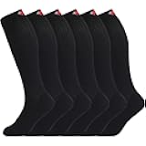 +MD Cotton Compression Socks for Women and Men 4/6 Pairs 15-20 mmHg Knee High Socks for Sports Travel Nurse Edema