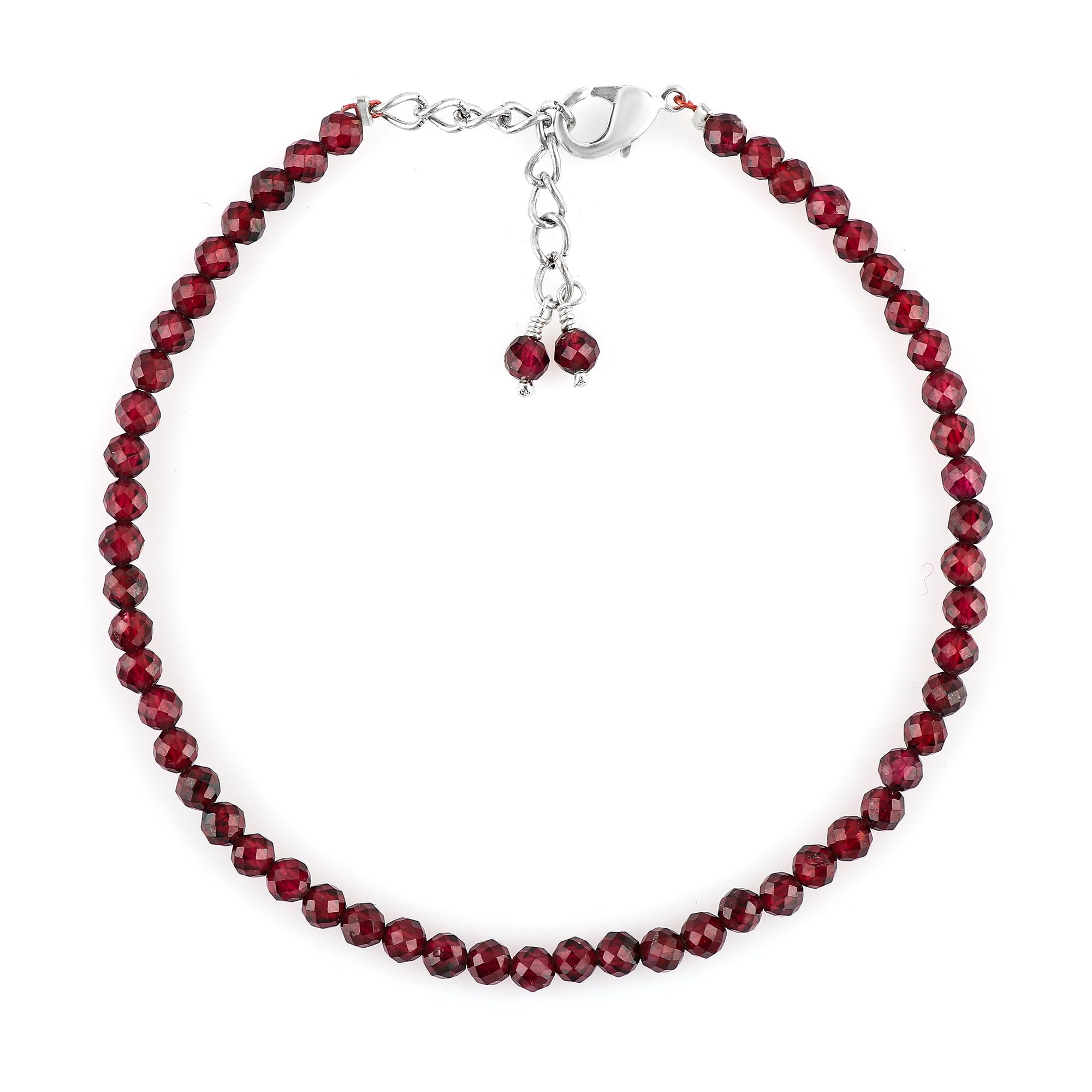 GemkoraGEMKORA Natural Real Rhodolite Garnet Crystals Bracelet, 3mm Best Grade Micro Cut Beads, Chakra Healing Gemstone, Beautiful Simple Jewelry, Silver Plated Jewelry 7+1 inch