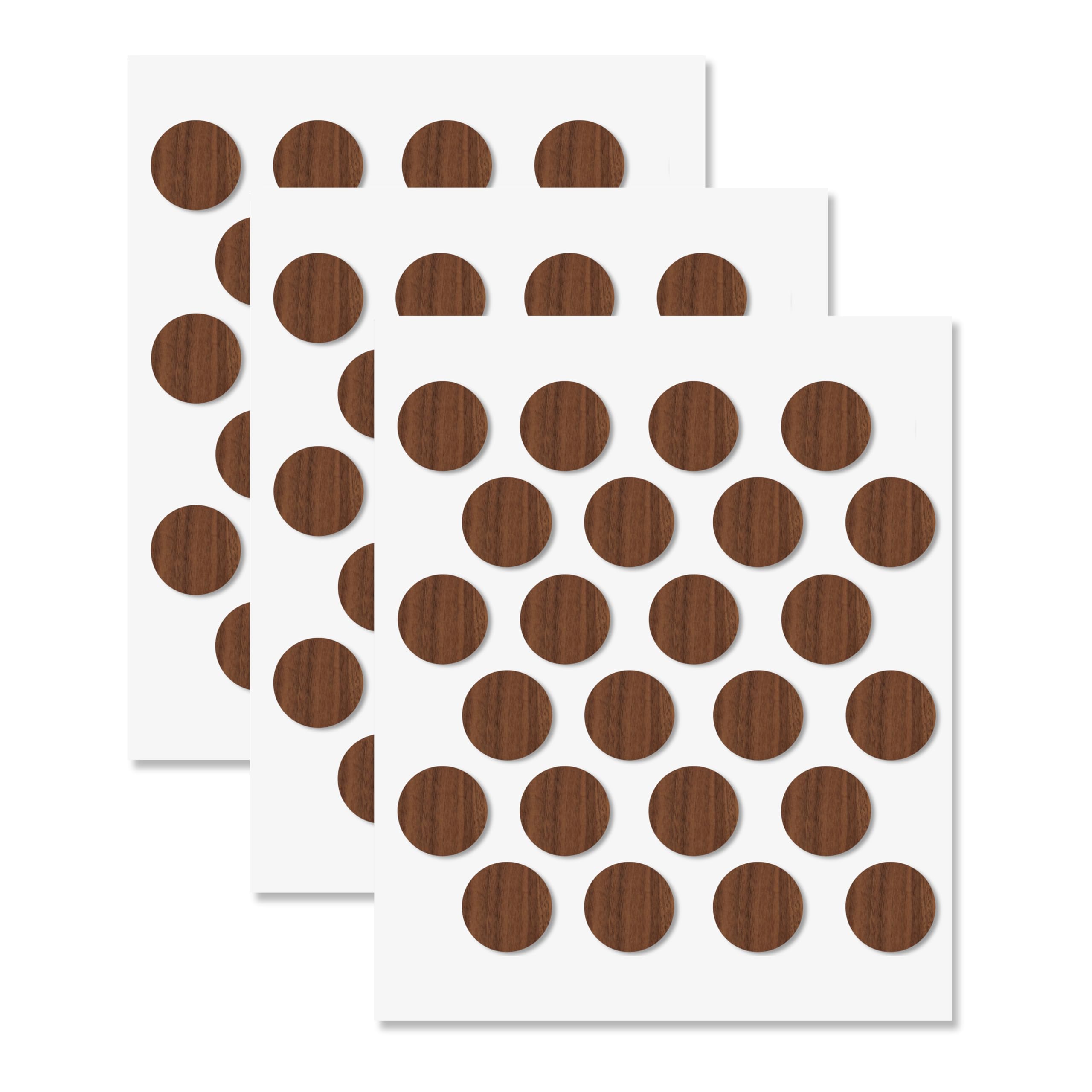 Walnut Self-Adhesive Screw Hole Stickers - 72 pcs. 0.79 inch / 20 mm Peel Stick Dust Proof Tape, Water Resistance PVC Caps for Wood Cabinets,
