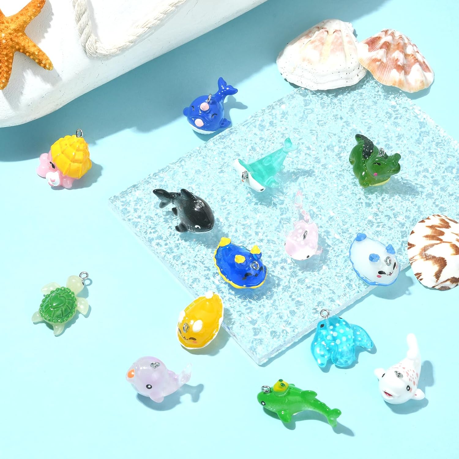 36 Pcs Resin Animal Pendants - Mini Sea Axolotl Tortoise Charms for Jewelry Making DIY Accessories - Image 4