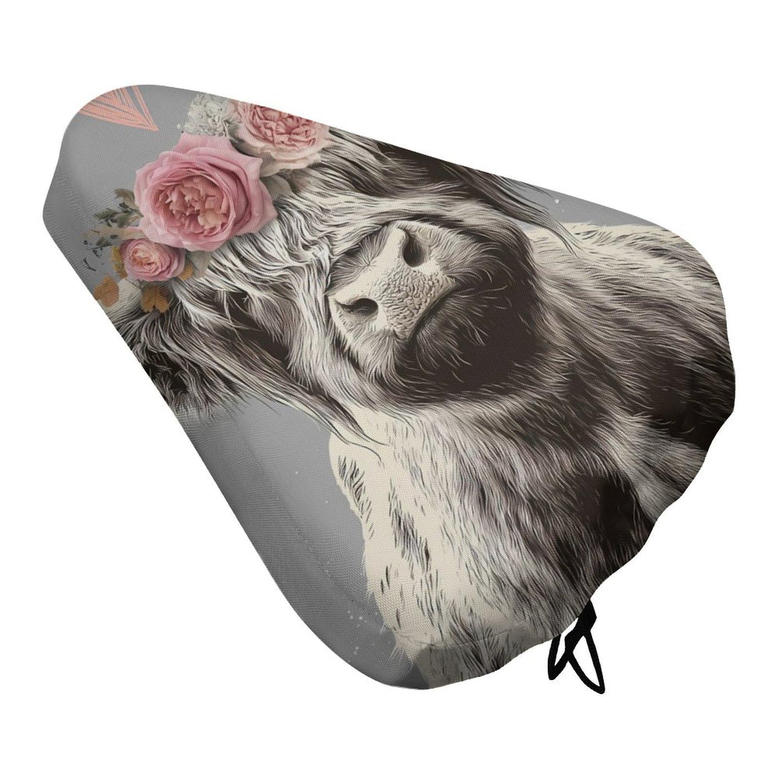 Rose Cute Highland Cow Bike Seat Cover Protective Bicycle Saddle Covers for Biking
