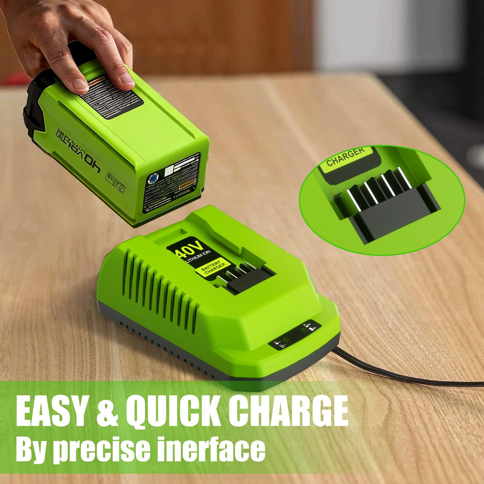 Cargador rápido de 40 voltios y 4 A, para Greenworks 40 V, carga rápida de repuesto para paquetes de baterías 29482 29462 29252 G-MAX de 40 V