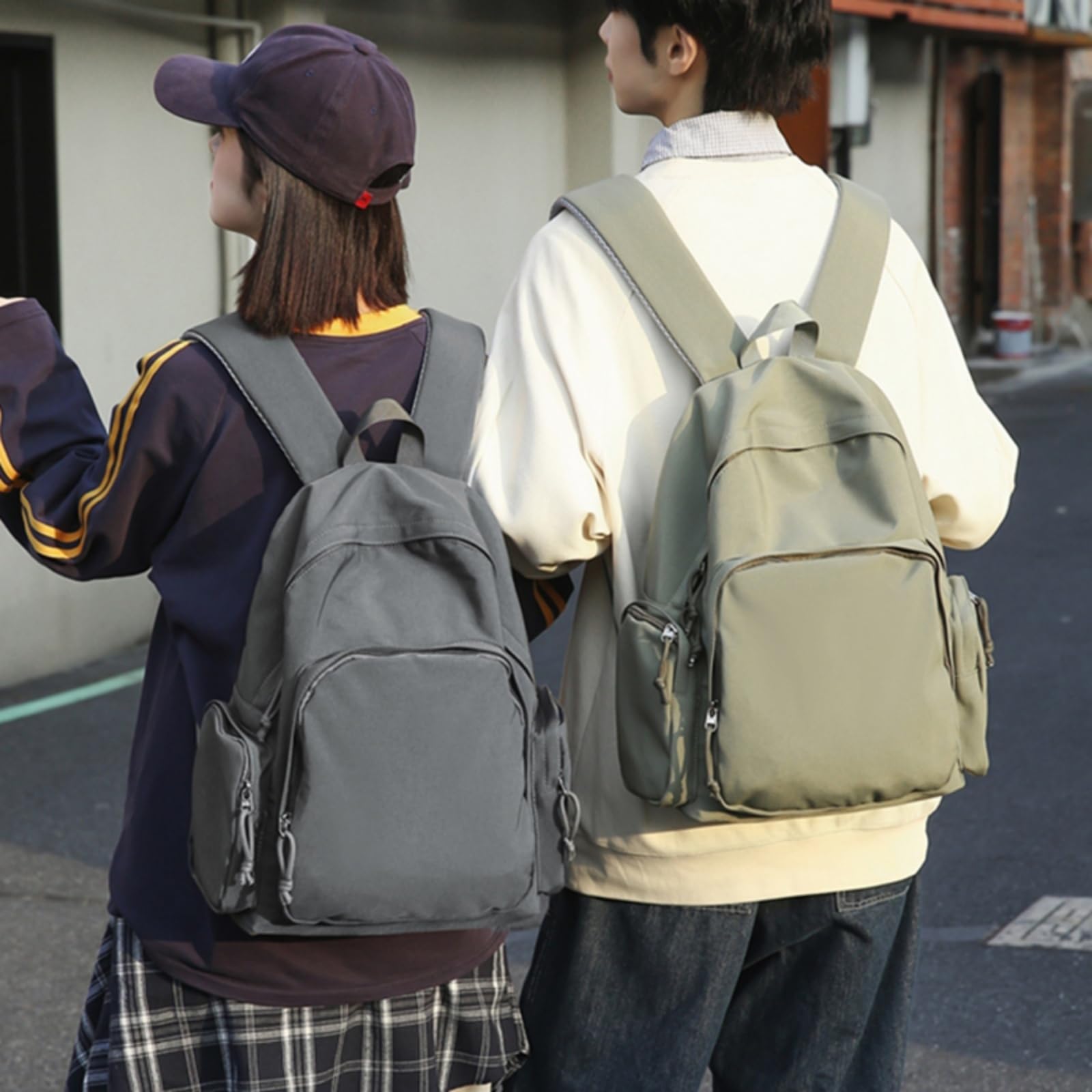 Zaino per Laptop A Colori Solidi di Moda, Borsa Scolastica College Ad Alta capacità Uso Quotidiano Viaggio Femminile-green-31x43x16 Cm