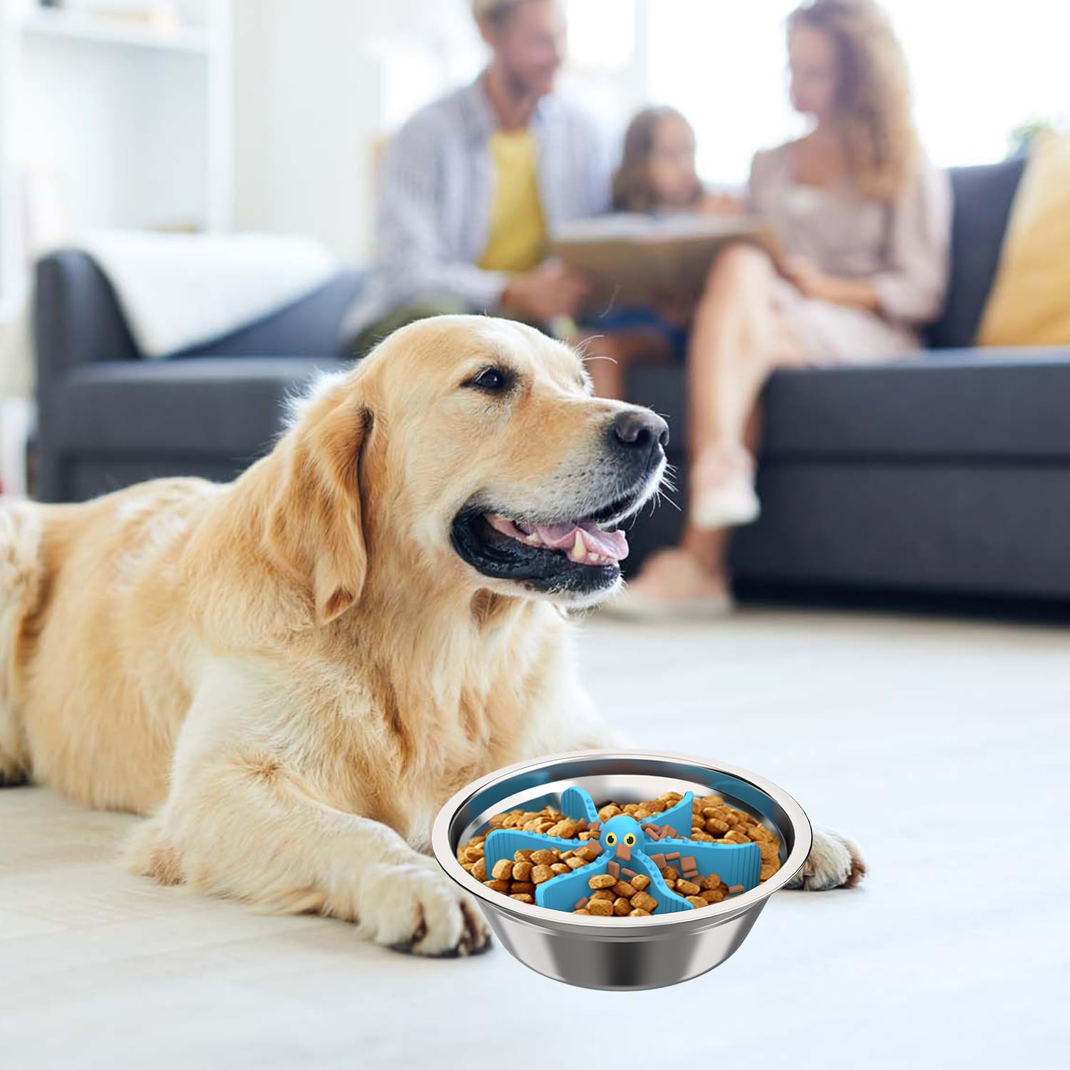 Slow Feeder Insert for Dog Bowl,Silicone Pet Food Slow Feeder(Cuttable),with Suction Cups for Large Breed and Medium Small Size Compatible with Regular Elevated Metal Glass Bowl - image 7