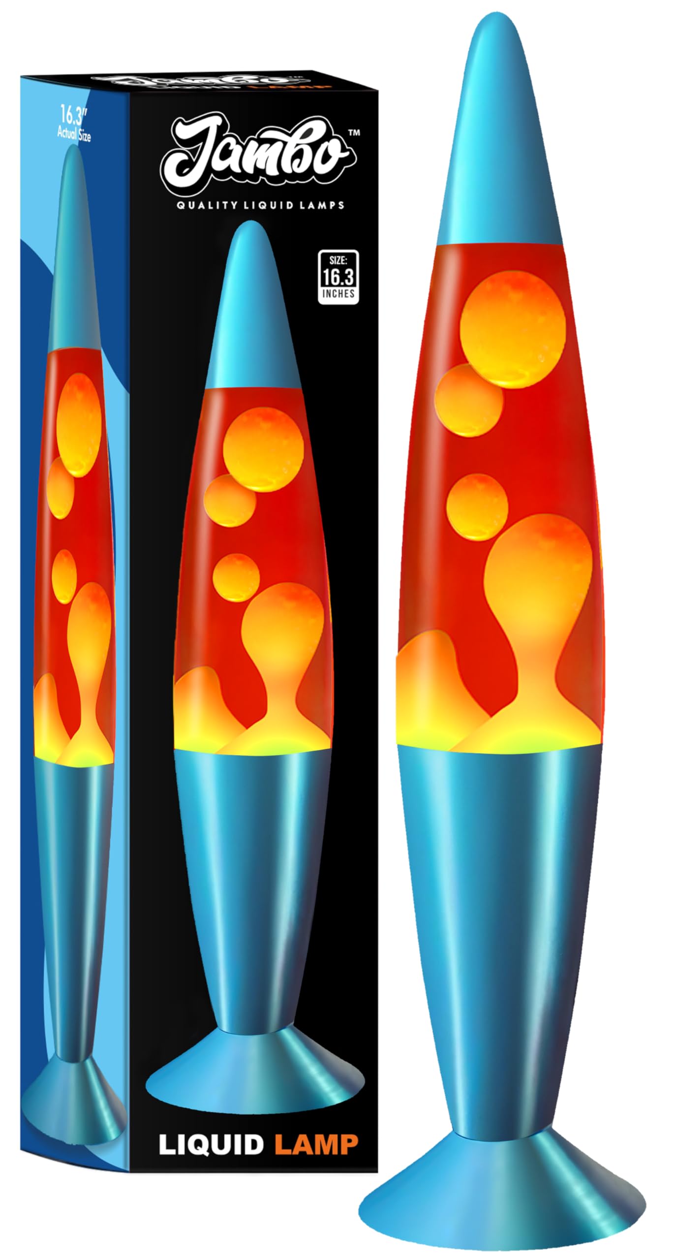 16" Beautiful Lamp- Red with Yellow/Orange Wax, Relaxing Liquid Light, Night Light Nightlight, Home Decor Living Room Office Bedroom Lamp for Adults Teens Kids, Magma Motion