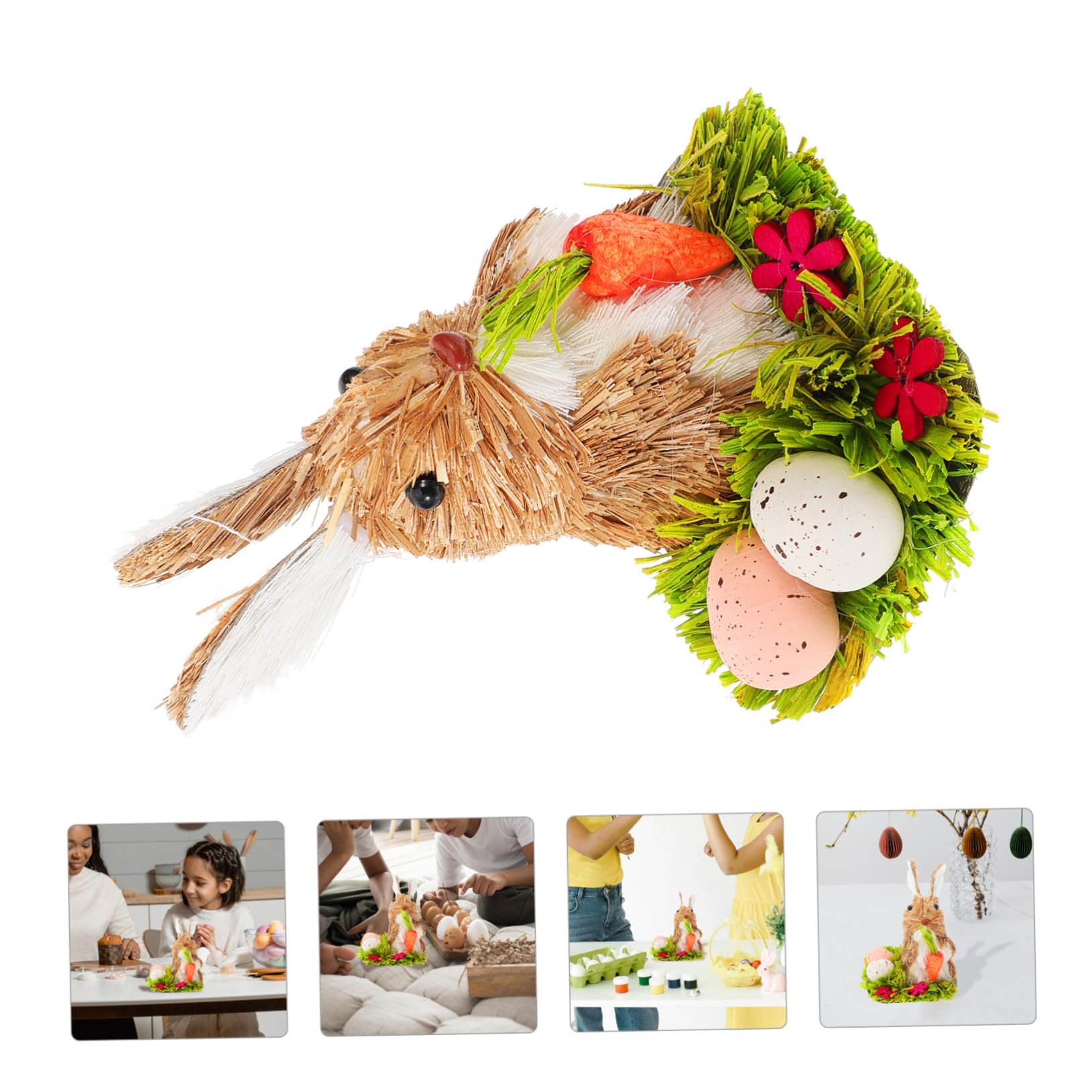 ABOOFAN 4 Pz coniglietto di paglia arredamento della tavola statua del coniglio di pasqua decorazioni casa easter bunny decorazione casa Home decor statuina di coniglietto domestico Regalo