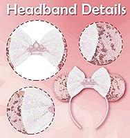 Vista 69 de Diadema con orejas de ratón de Minnie de leopardo, decoración de fiesta, diadema de orejas de ratón para disfraz de Halloween, accesorios para el 2