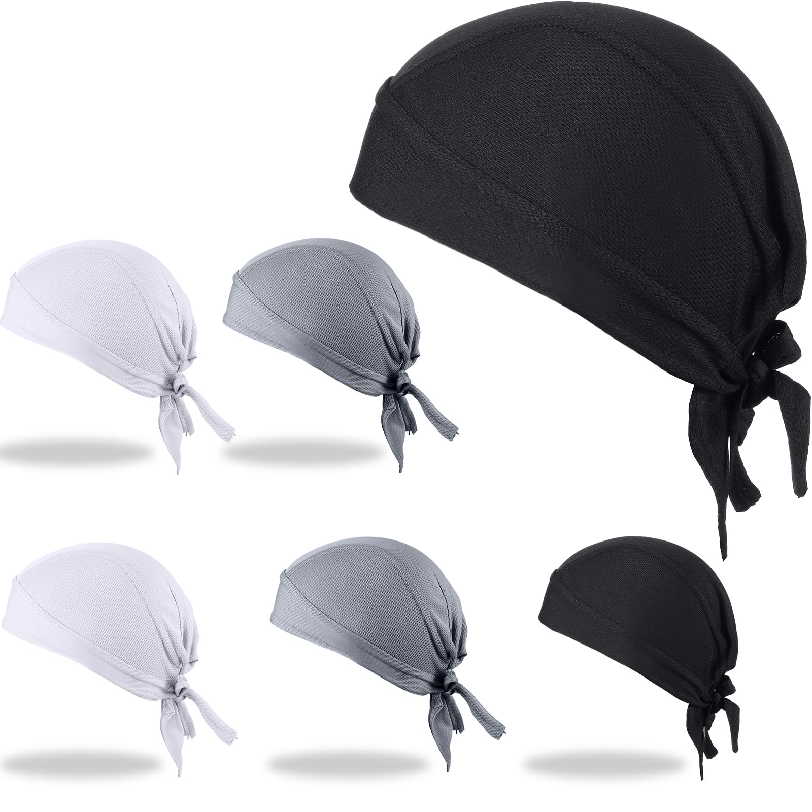 Geyoga6 Pieces Do Rags Sweat Wicking Beanie Cooling Durags Skull Cap Motorcycle Head Wrap Bandana for Men Women