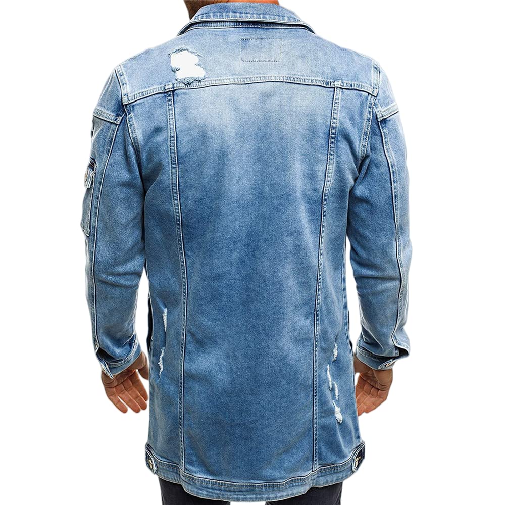 Giacca da Uomo con Bottoni in Denim Giacca da Uomo di Design da Uomo Cappotto Stile Classico Vintage Giacca di Jeans alla Moda a Maniche Lunghe Giacca in Denim strappato Giacca Giacche Tinta Unita