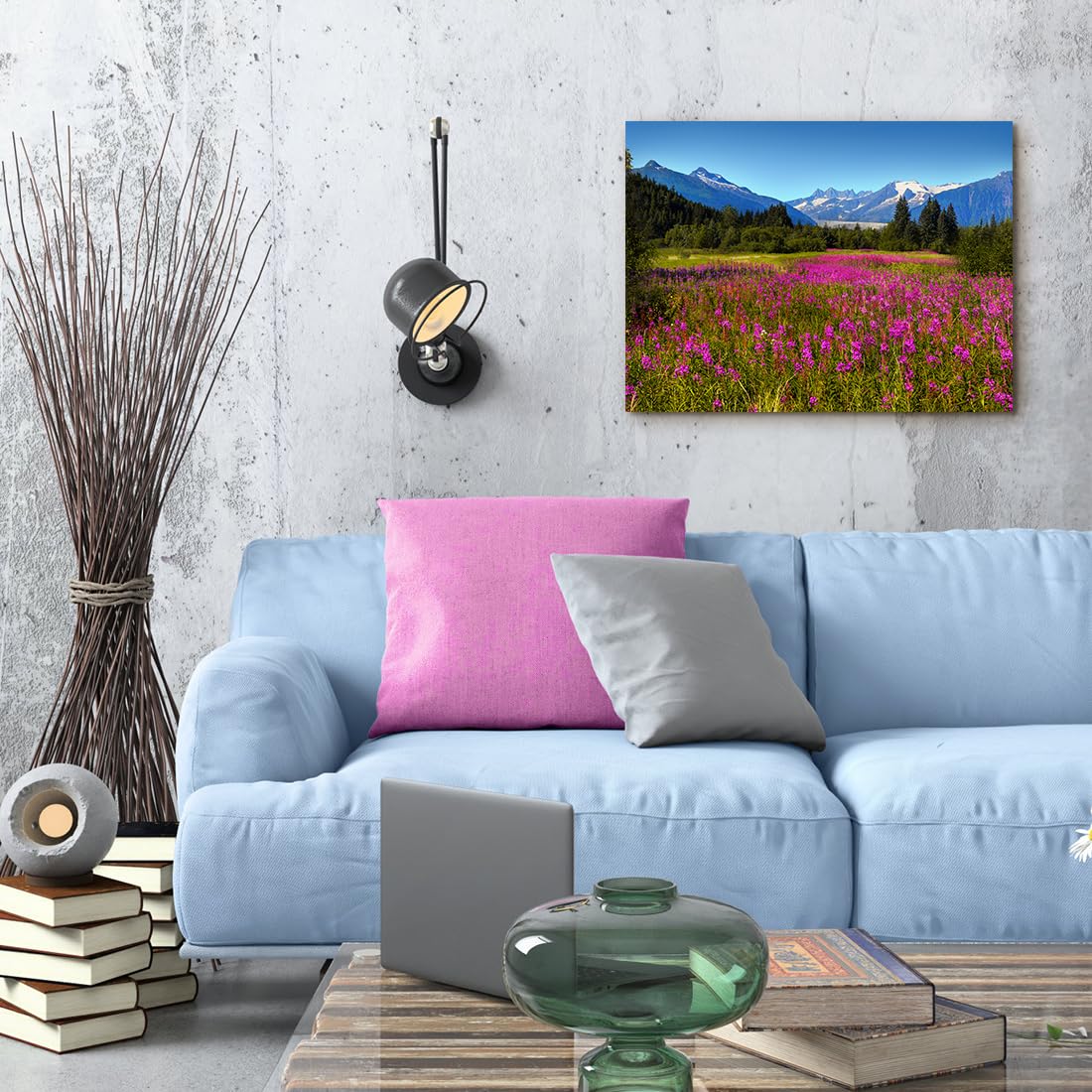 QTESPEII Landscape Wall Art Purple Lavender Field Canvas Art Prints Mountain Scenery Picture Nature Wilderness Photography Modern Art Framed for Living Room Bedroom Home Office - 12"x16"x1Pcs 4