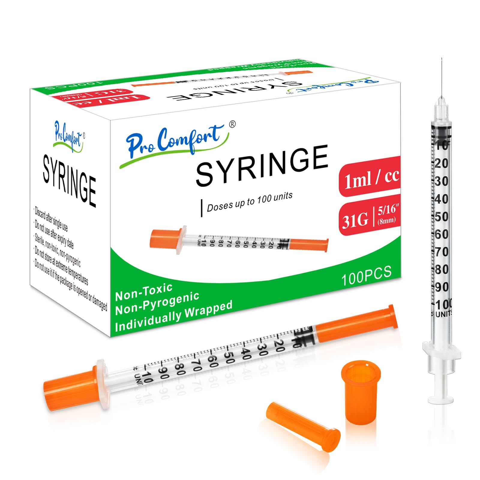 Disposable Syringes - 100 Pack 1ML 31G -1