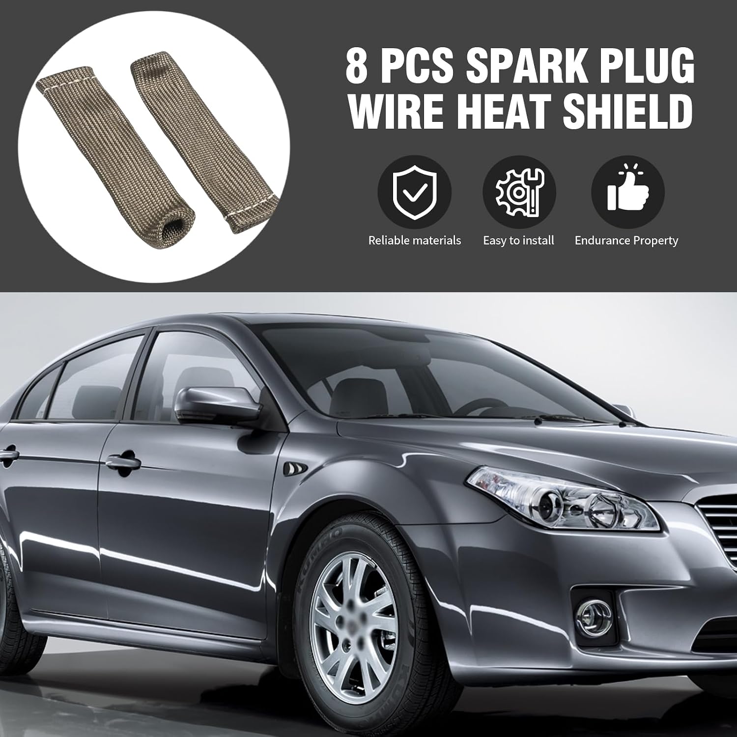 Saihisday 8 PCS Spark Plug Wire Heat Shield, 6.3 Inch Spark Plug Boot 0.98 Inch Inner Diameter 2500°F Spark Plug Insulation Sleeve for LS1 LS2 SBC BBC 350 454 Cars and Trucks