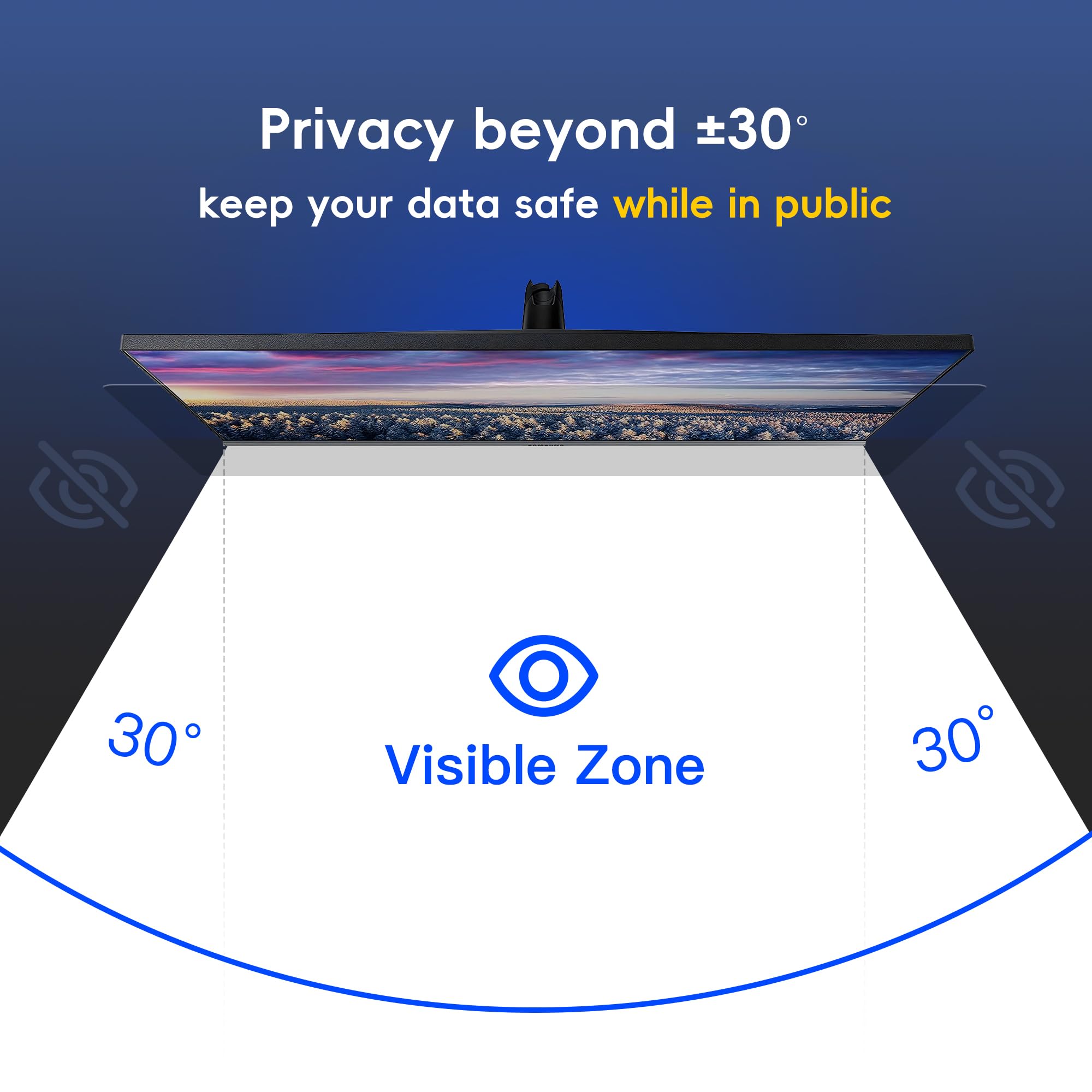 Computer Privacy Screen 27-inch 16:9, 1-Pack - 30° Clear View, Privacy Outside, Adhesive & Slide-On Install, Comprehensive Eye Care with Blue Light & UV Filter, Anti-Glare.