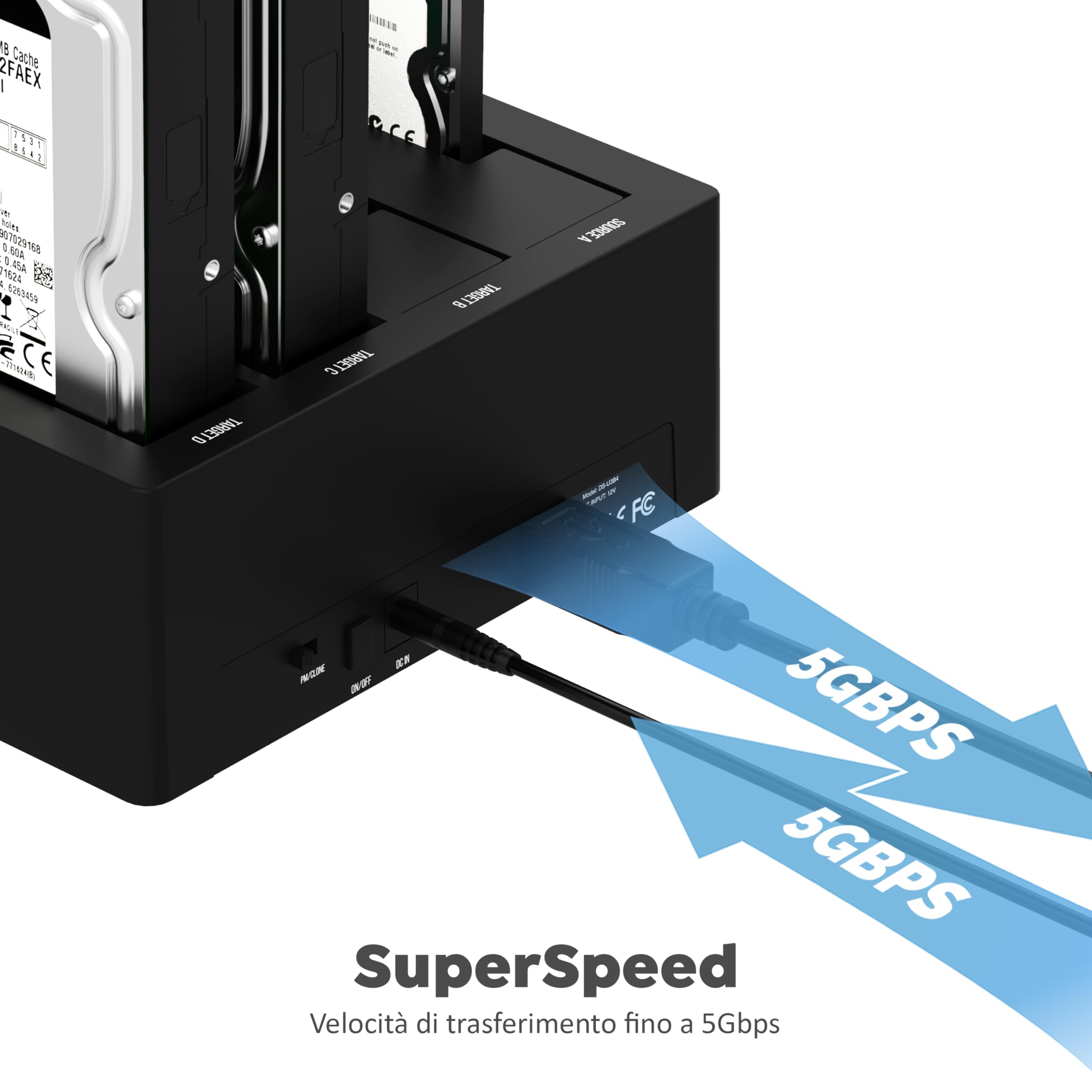 SABRENT Docking Station 4 bay USB 3.0 SATA SSD/HHD 2,5”/3,5” (DS-U3B4)