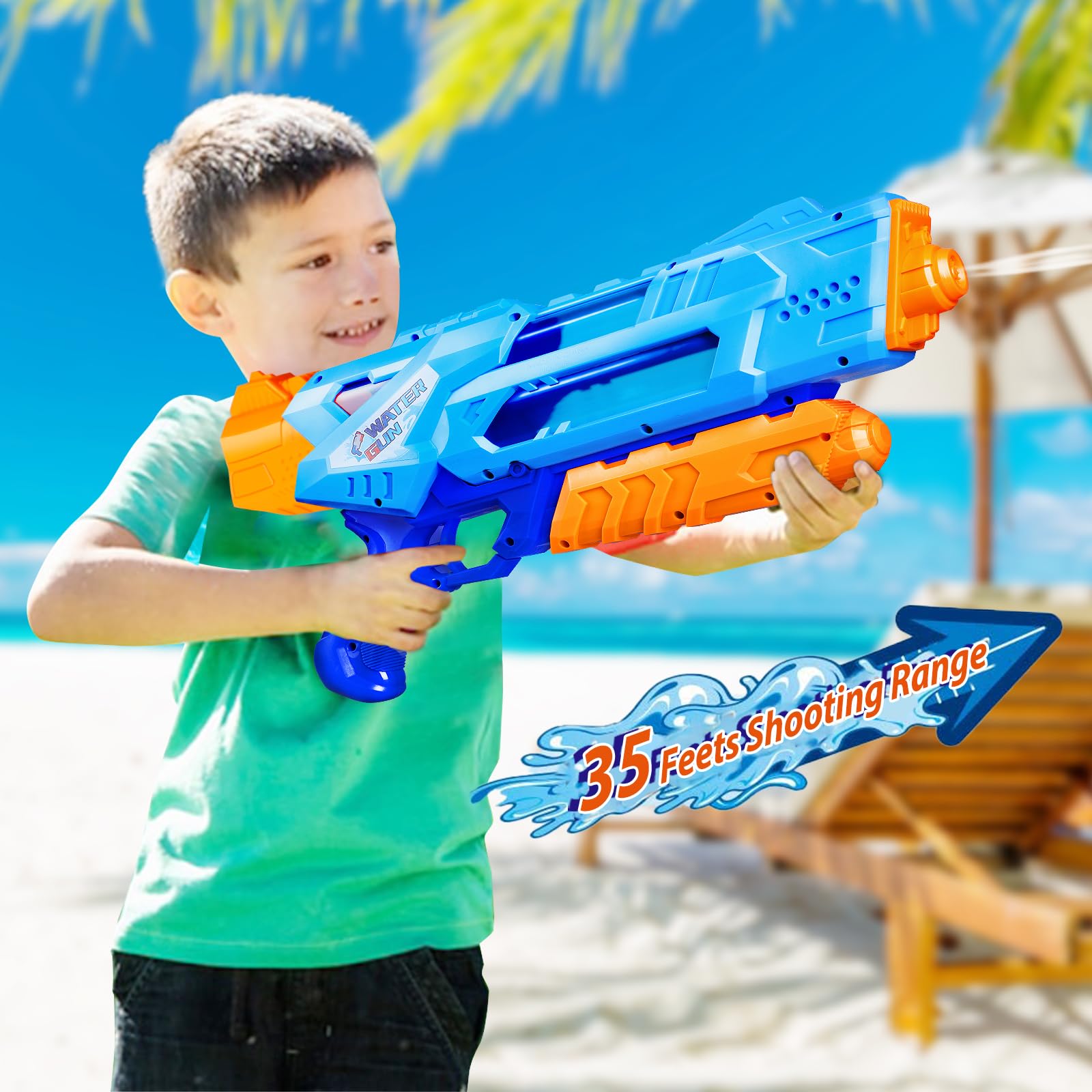 Wasserpistole für Kinder Erwachsene - 2 Pack Wasserpistole 1200ML großer Reichweite Super Wasser Blaster Soaker Wasserspritzpistole Sommer Draußen Schwimmbad Strand Sand Wasser Kampf Spielzeug