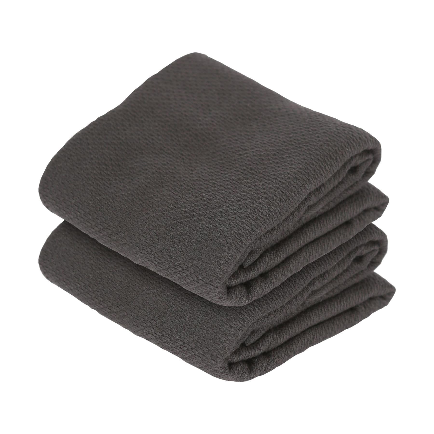 Nicola Spring Grey Deluxe 100% Cotton Tea Towel - 60Cm X 40Cm - Charcoal / 2