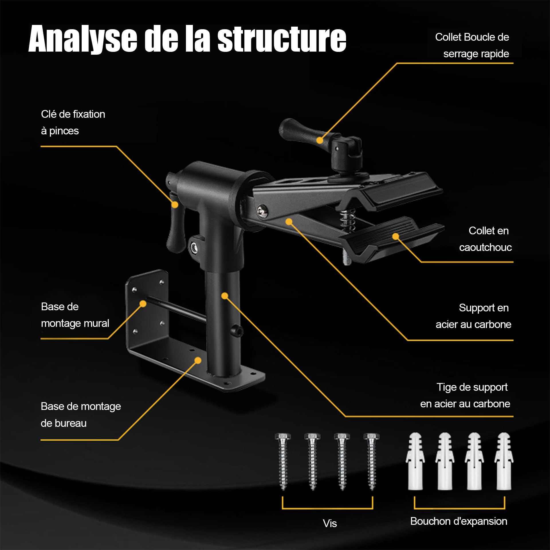 Mimoke Support de réparation de vélo 2 en 1 Montage mural et établi stable - Capacité 40kg Pour VTT et vélos de