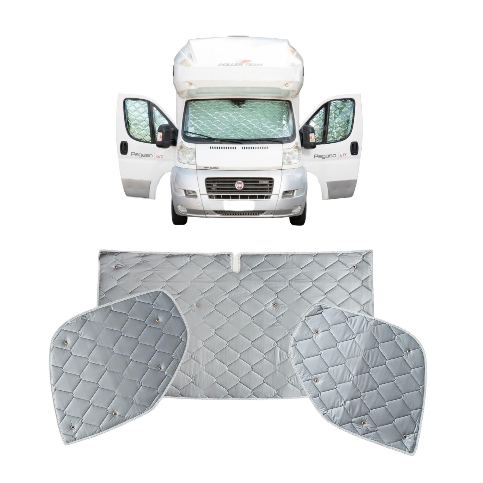 Marvix Persianas térmicas interiores de 9 capas premium para parabrisas de Fiat Ducato, Boxer y Relay 2006-2025 para autocaravanas con protección solar