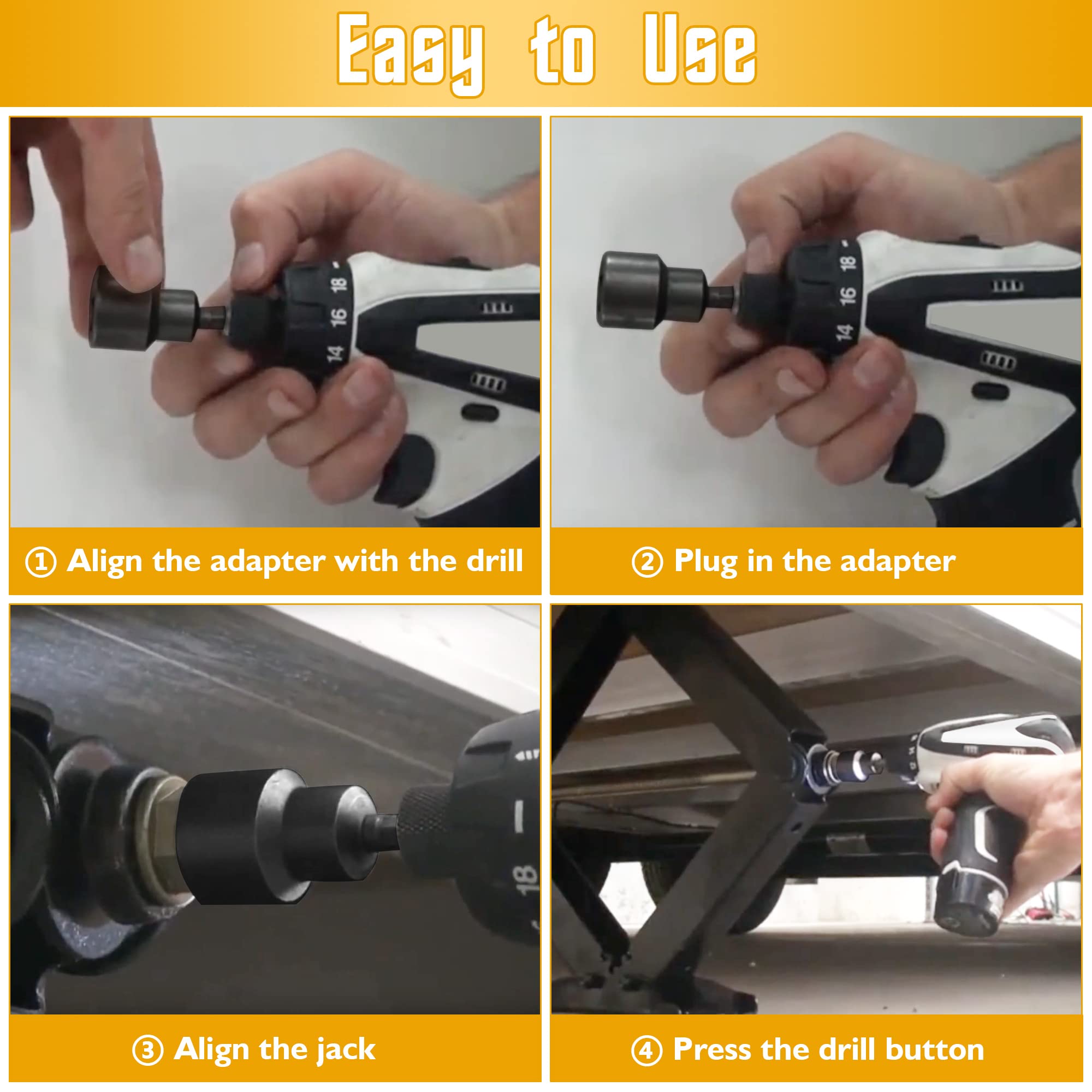 Dreyoo 2 Pk RV Stabilizer Jack Socket Camper Jack Drill Adapter(Black — Amazon image 5
