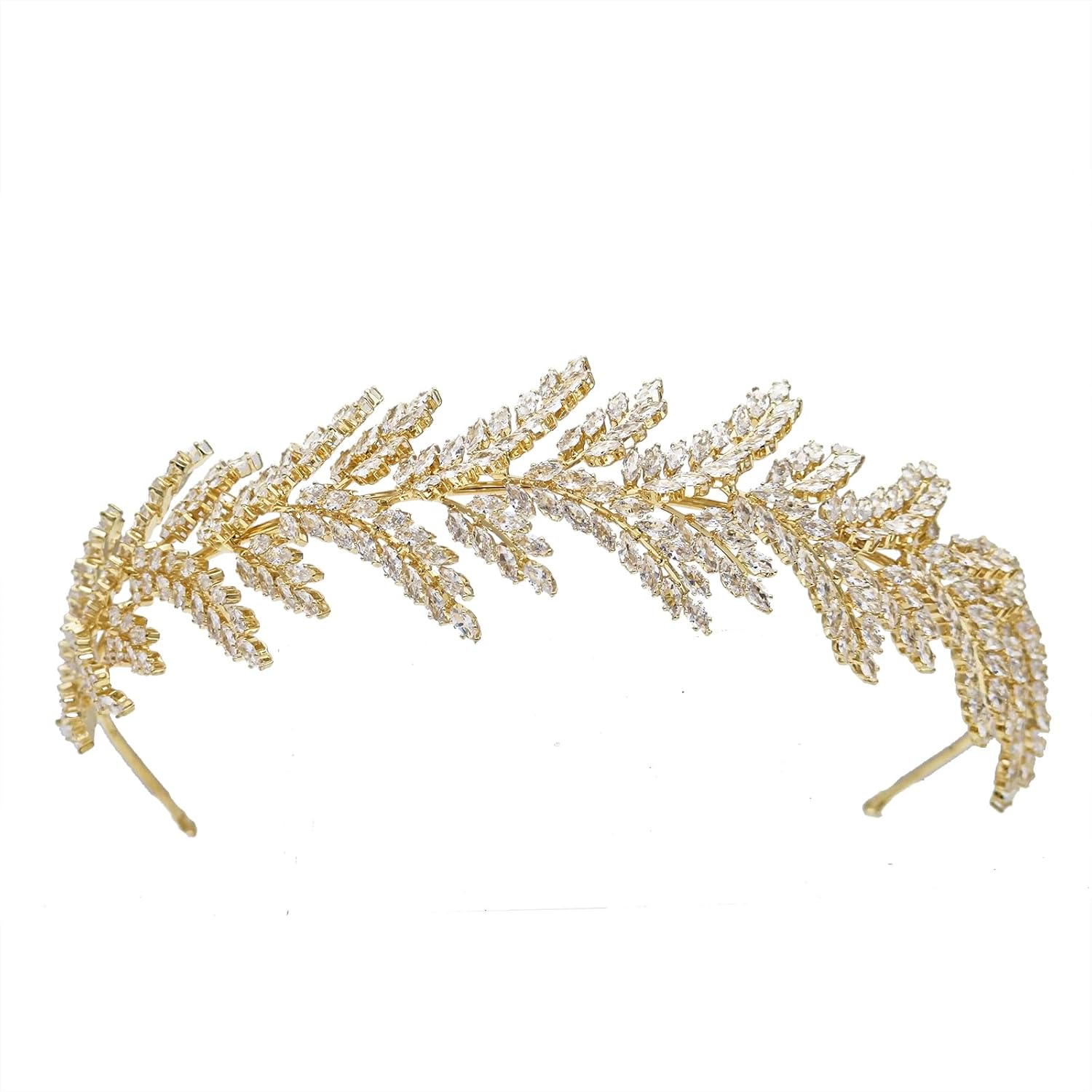 QXMYOO Luxury CZ Wedding Hairband Zircon Silver Gold Wheat Headband Birthday Party Sweet 16 Headpieces Bridal Tiara Hair Accessories for Bride