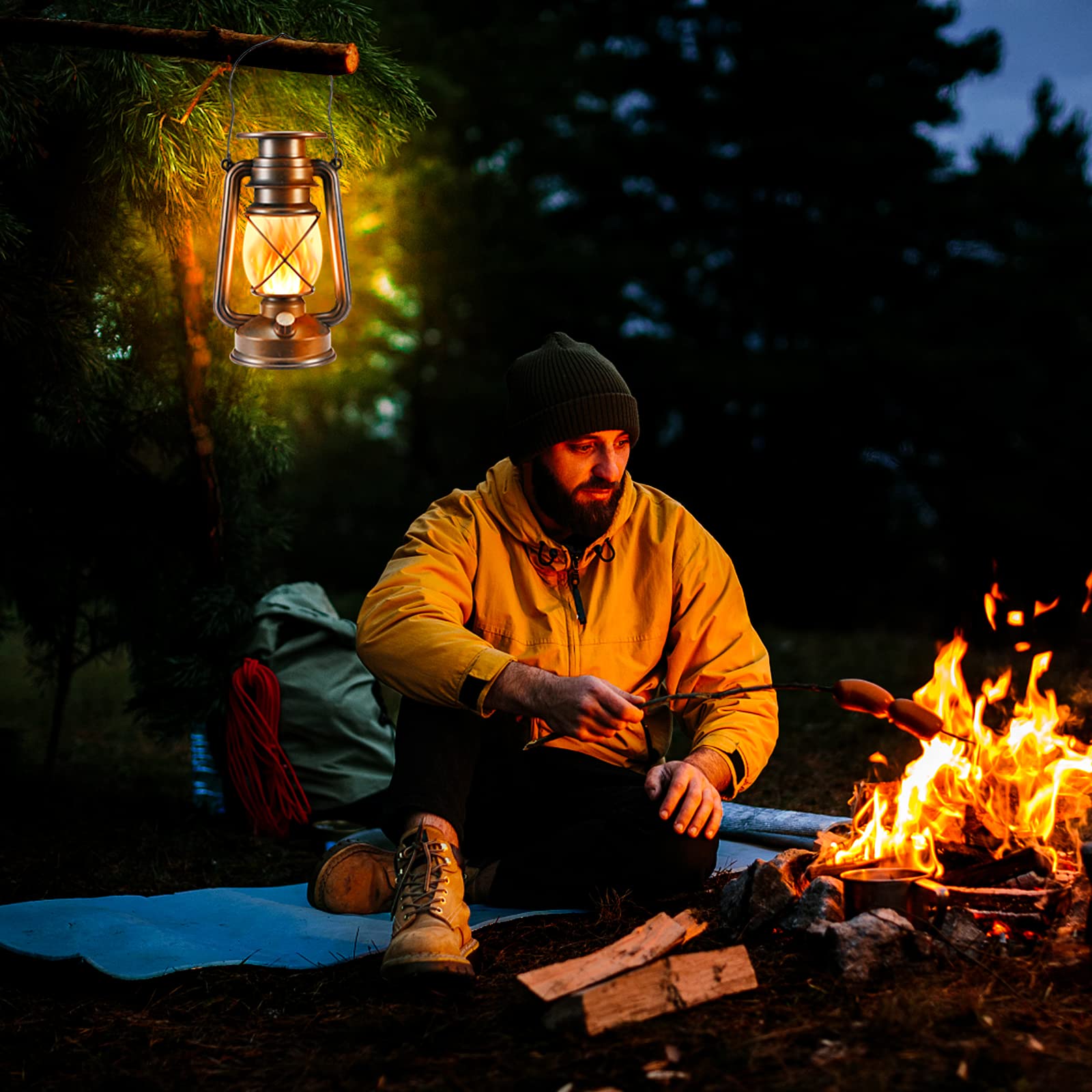 Solarlaterne für den Außenbereich, hängende Solarleuchten, flackernde Flamme, LED-Vintage-Laterne, wasserdichte Camping-Lampen, Auto-On/Off-Landschaftsdekoration für Tisch, Terrasse, Garten, Hof, Weg