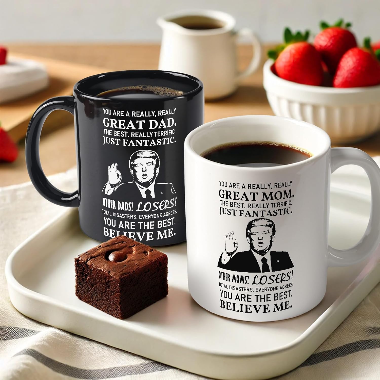 Breezy Valley Mom and Dad Mugs Gifts for Parents from Daughter Son - New Parent Gifts for Mommy Daddy from Children Kids, Funny Birthday Anniversary Mom and Dad Coffee Mugs Set Gift Ideas - Image 2