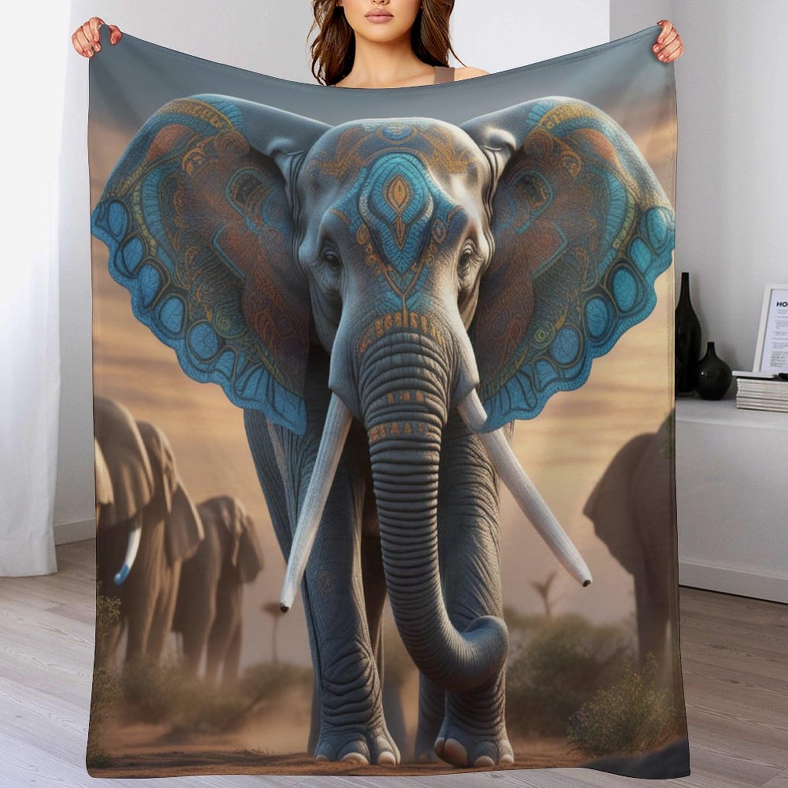 Couverture éléphant 3D douce et chaude, idée cadeau originale