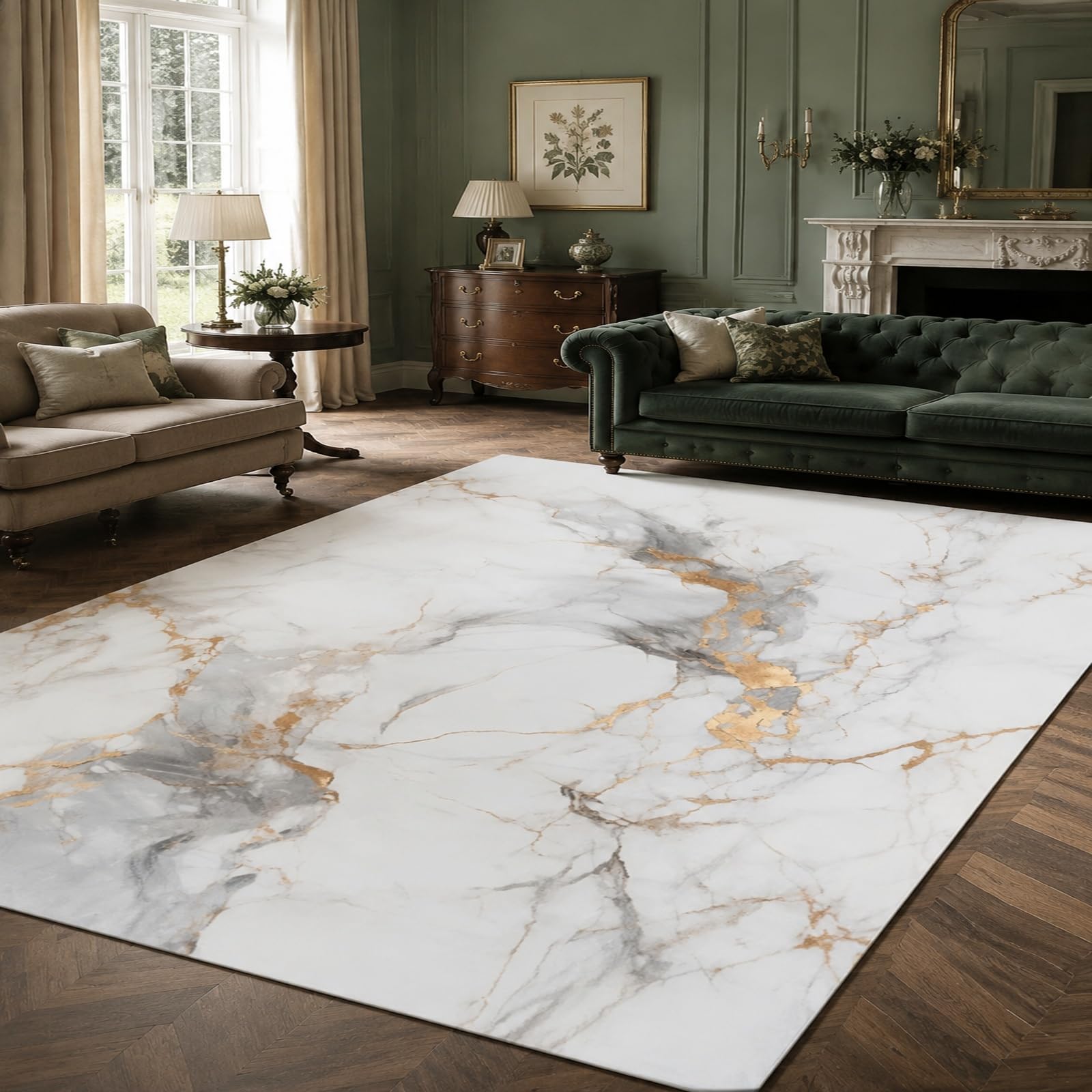 Teppich Waschbar in Waschmaschine, 80 x 150 cm, Abstrakt Modern Weiß Grau Gelb, Teppiche Wohnzimmer, Schlafzimmer Bettvorleger, Rugs waschbarer,