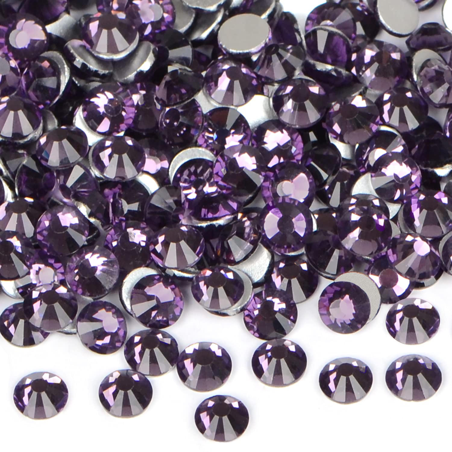 2880PCS Art Nail Rhinestones Non Hotfix Glue Fix Round Crystals Glass Flatback for DIY Jewelry Making with one Picking Pen (ss8 2880pcs, Tazanite)