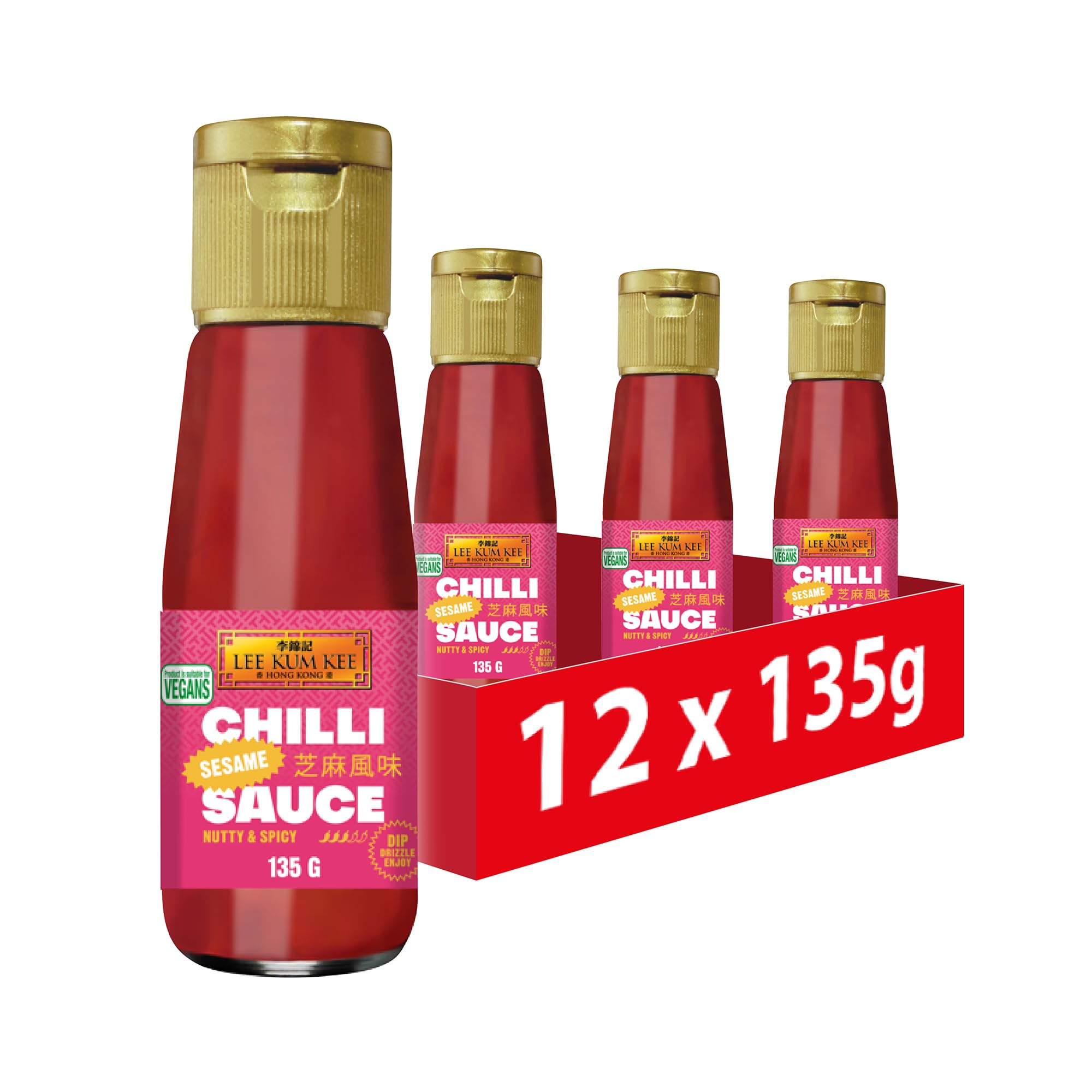 Lee Kum KeeSesame Flavoured Chilli Sauce, Vegan, 135 g (Pack of 12)
