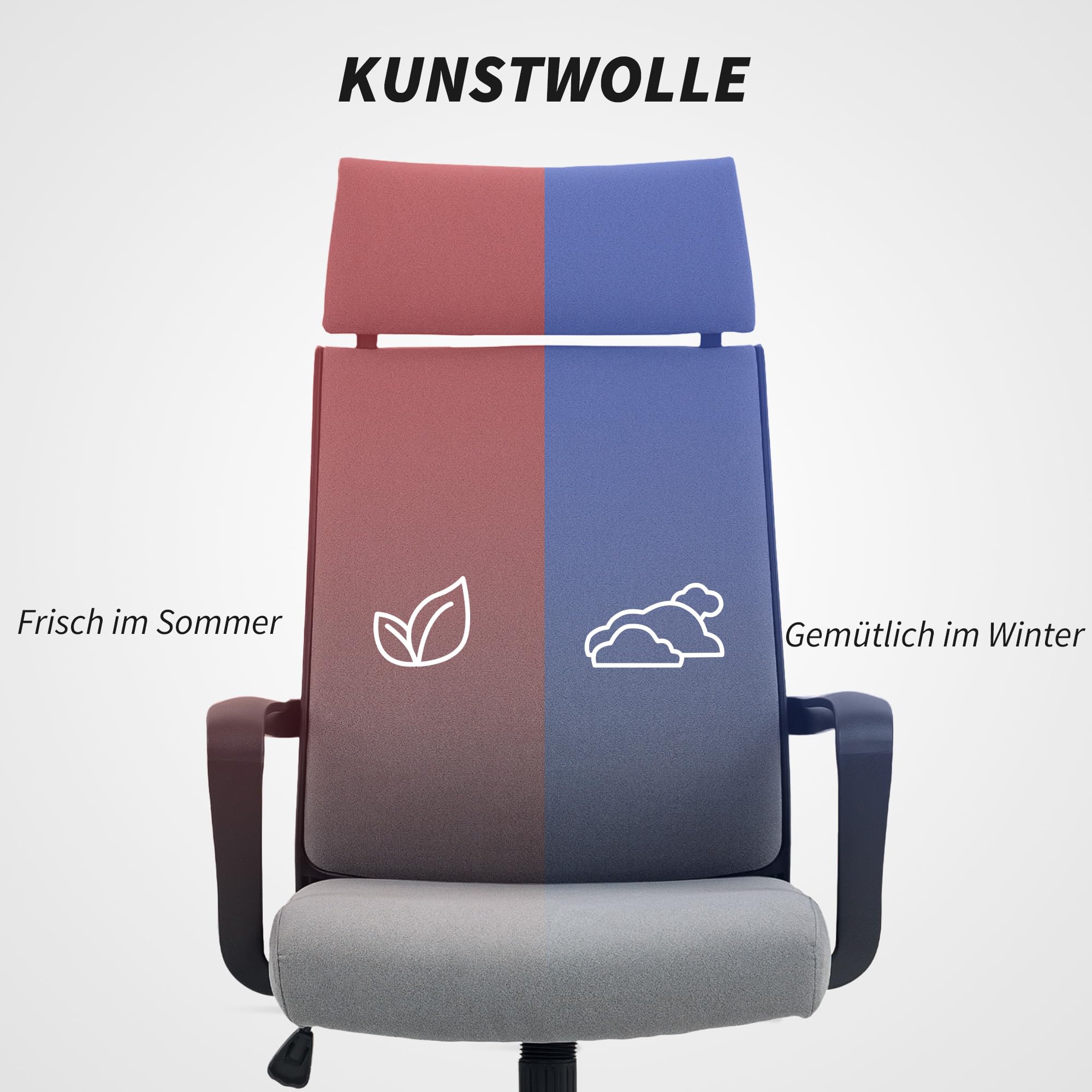 HOMCOM Bürostuhl Ergonomisch mit Armlehne, mit Kopfstütze, Dunkelgrau